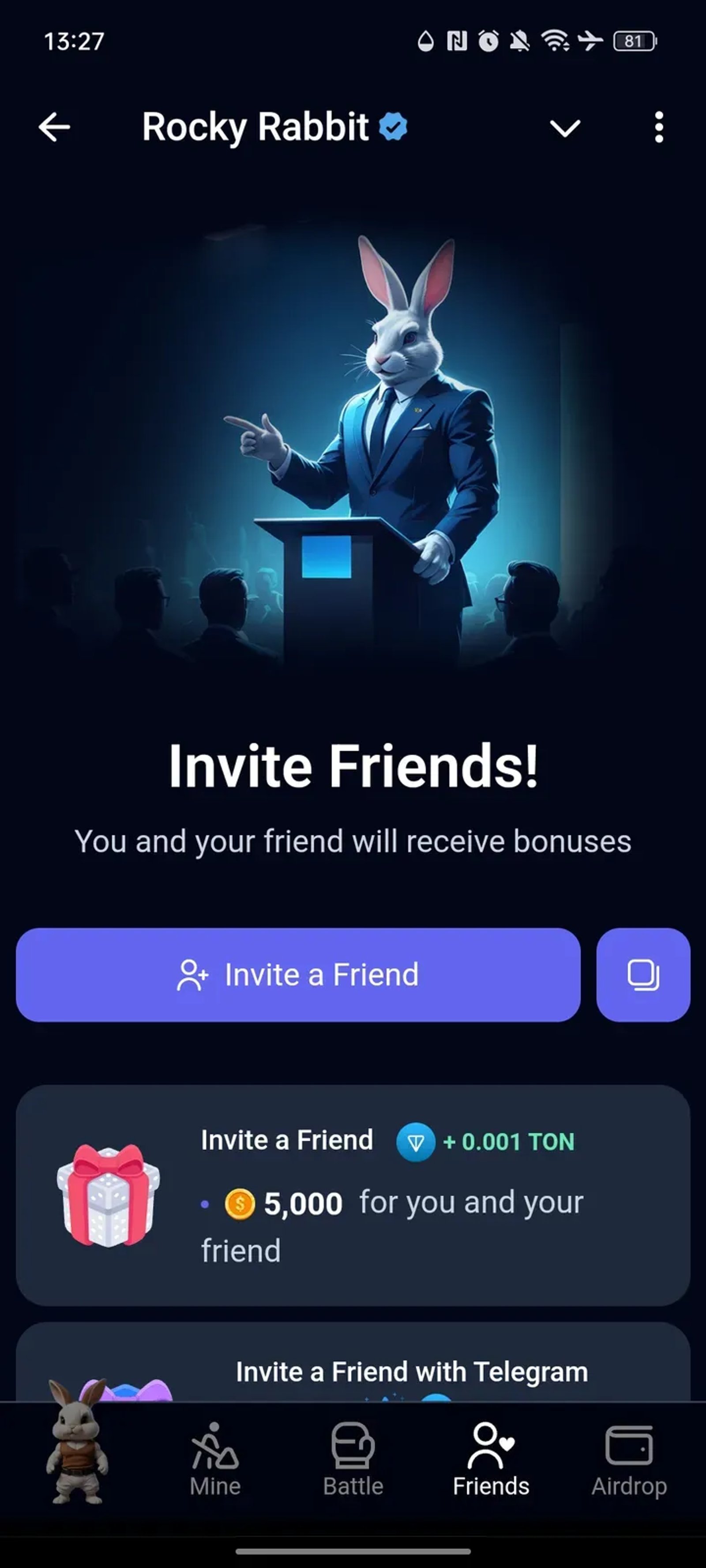 Rocky Rabbit в Телеграм — скриншот 5
