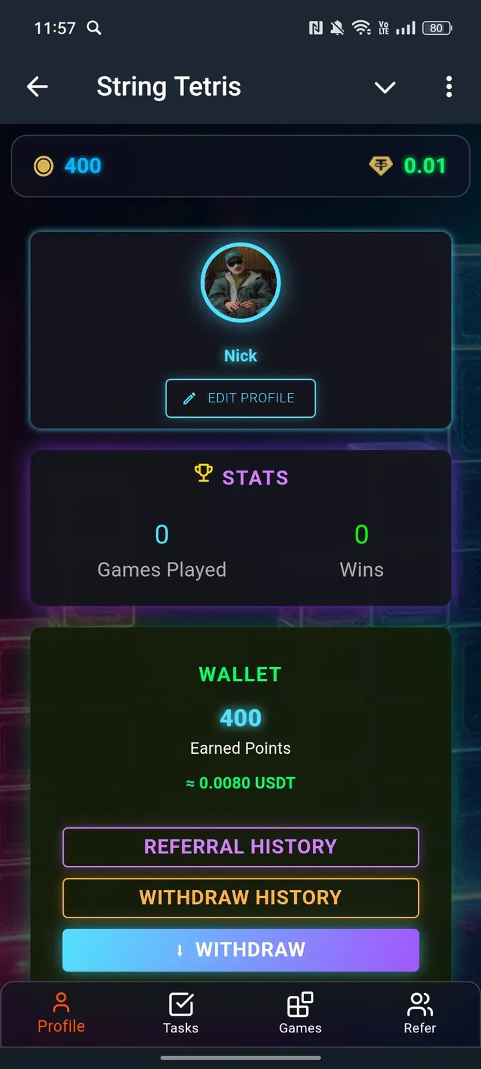 String Tetris в Телеграм — скриншот 3