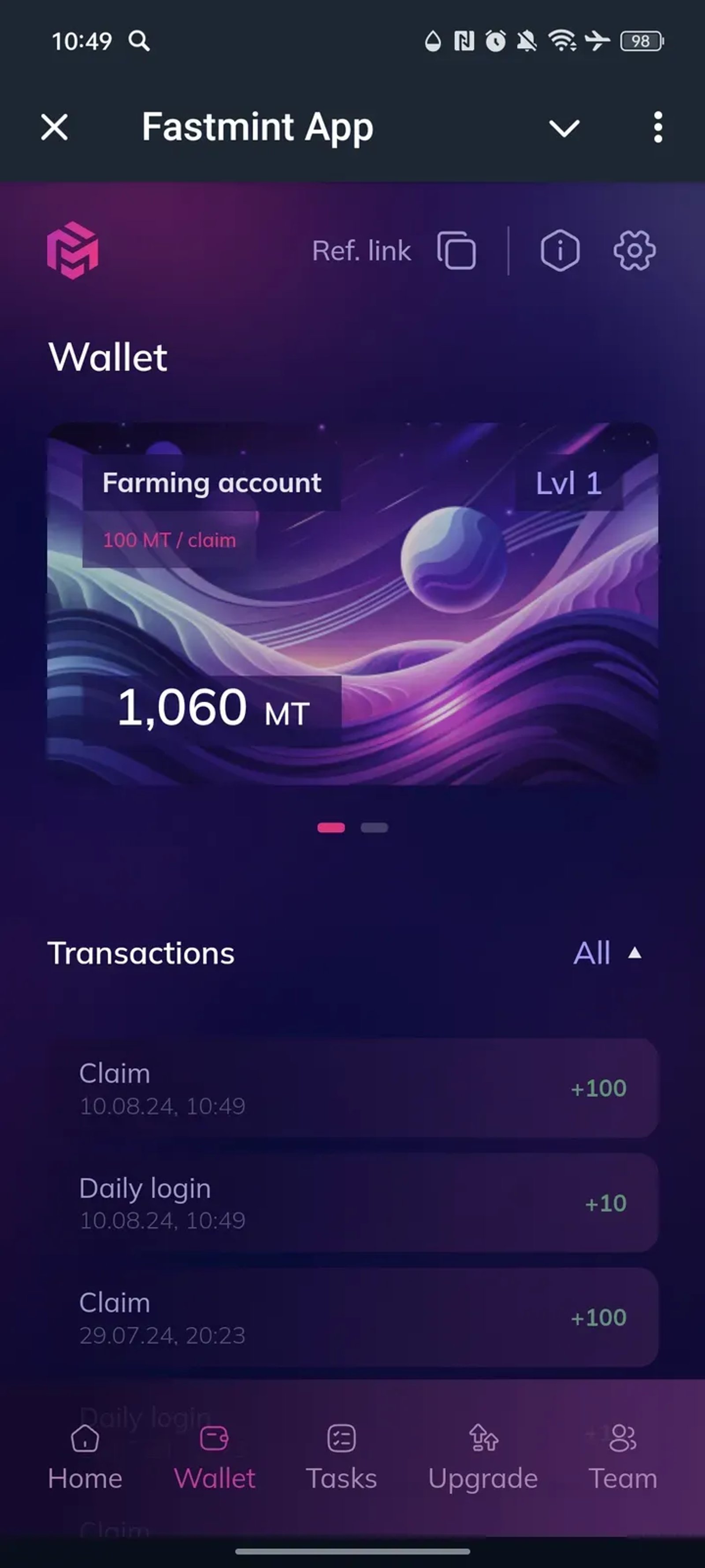 Fastmint App в Телеграм — скриншот 4