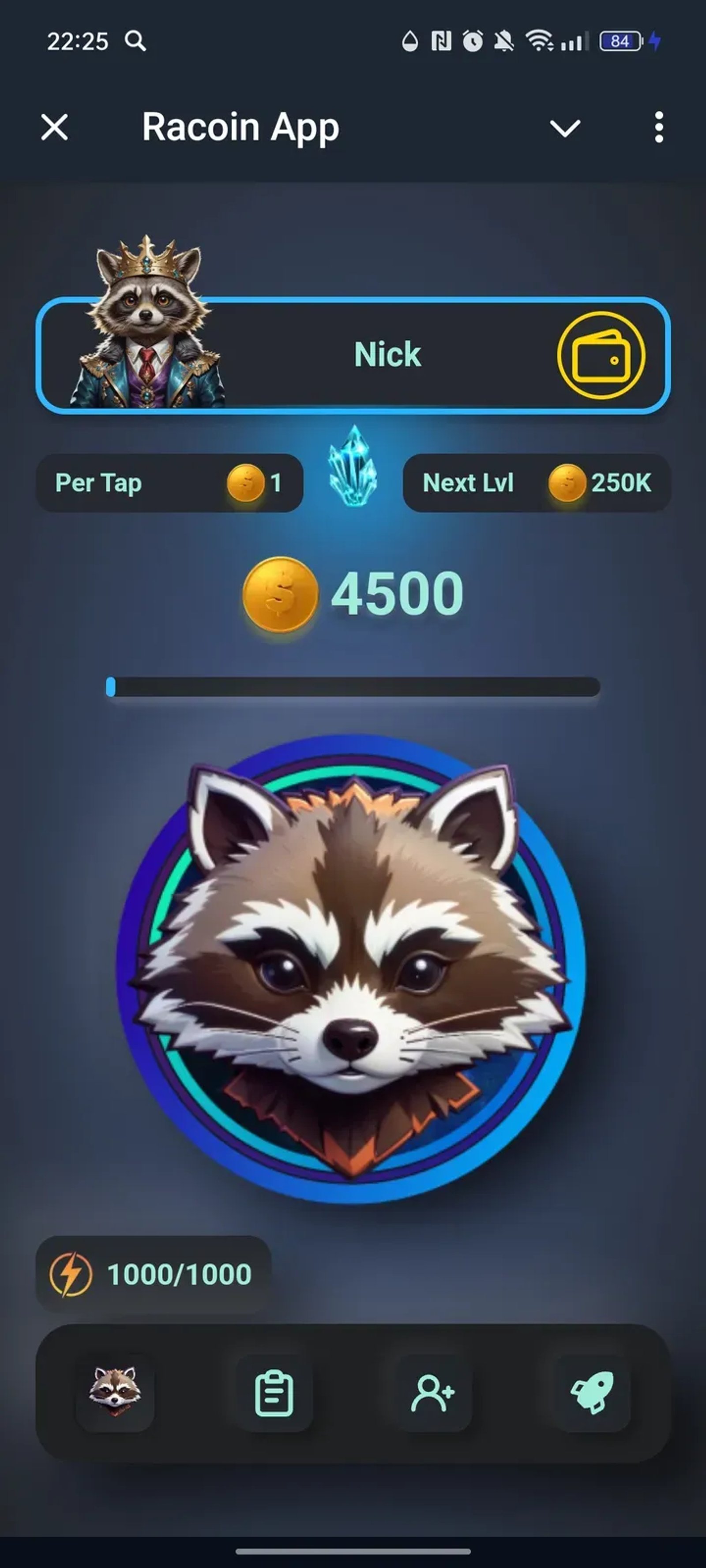 Racoin App в Телеграм — скриншот 1