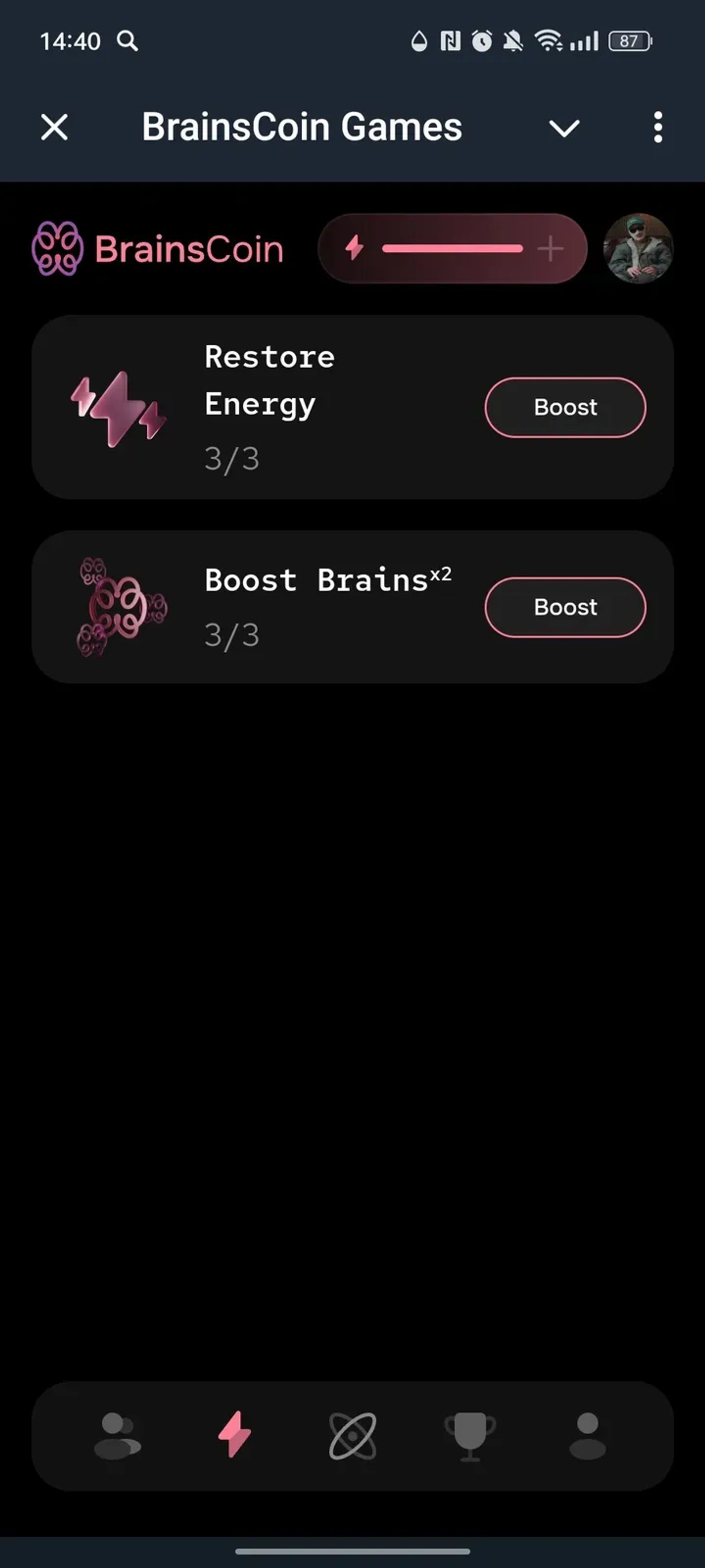 BrainsCoin Games в Телеграм — скриншот 2