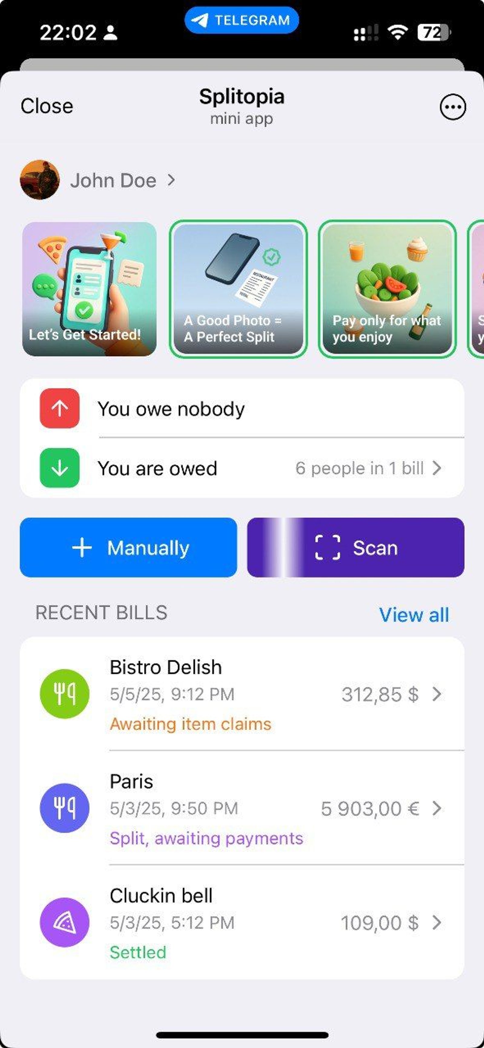 Splitopia Telegram Screenshot 1