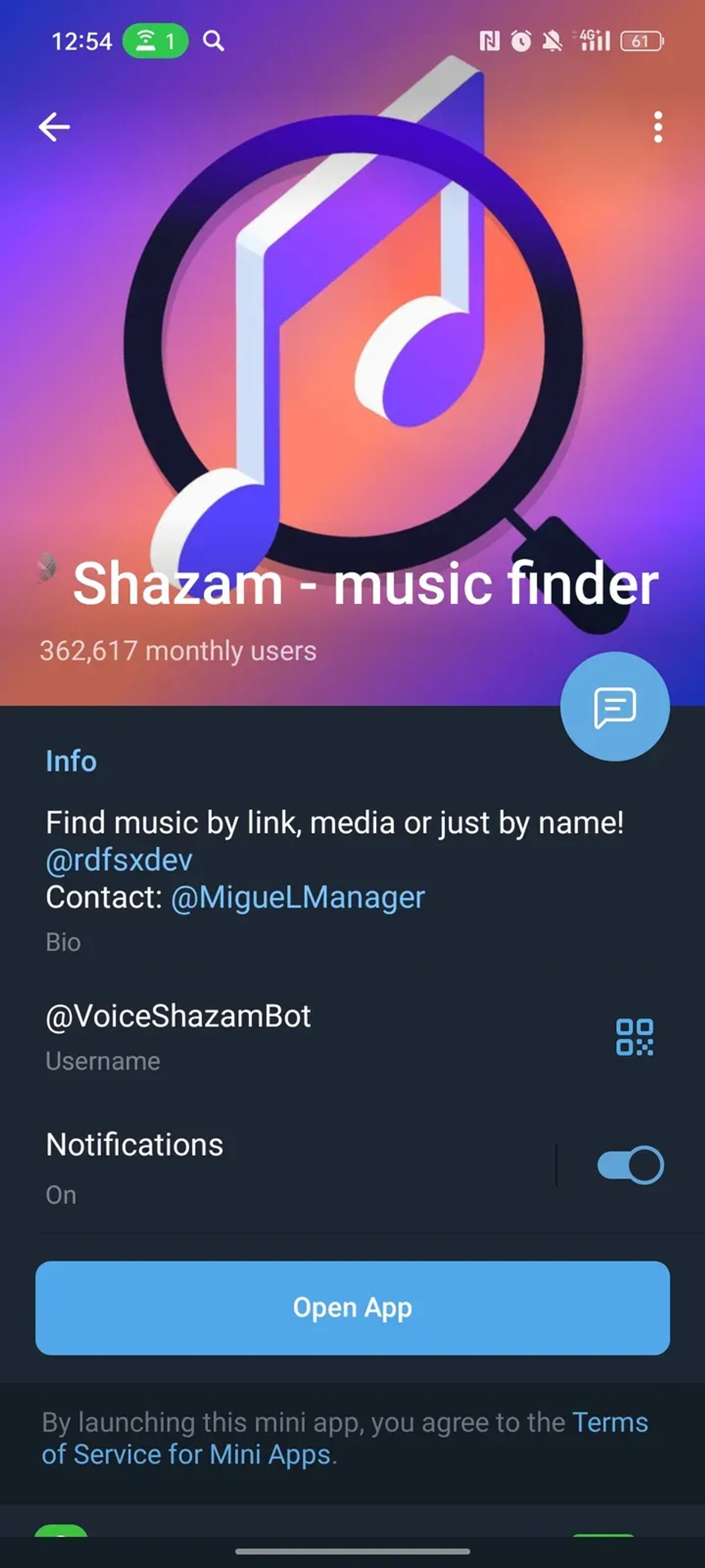 🎤︎ Shazam - music finder в Телеграм — скриншот 4