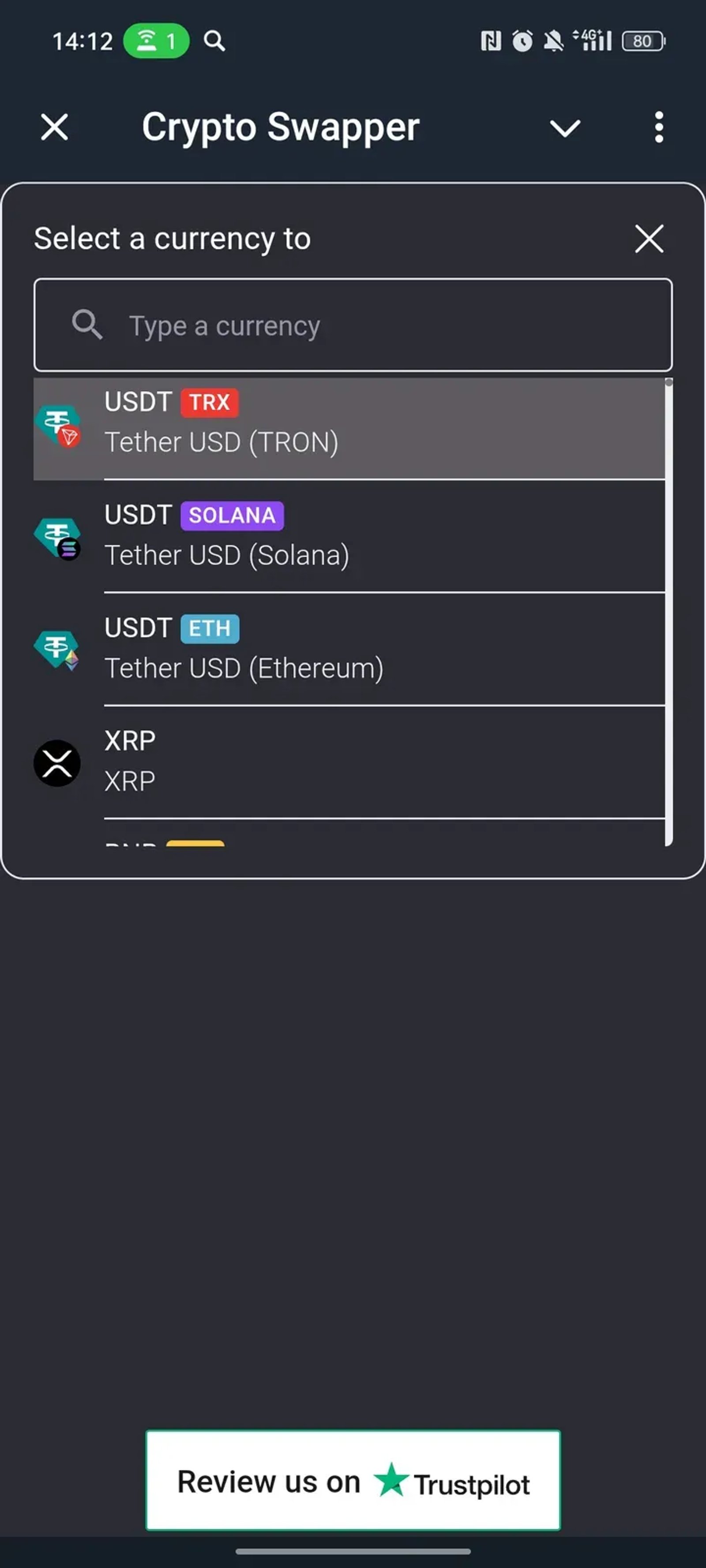 Crypto Swapper в Телеграм — скриншот 3