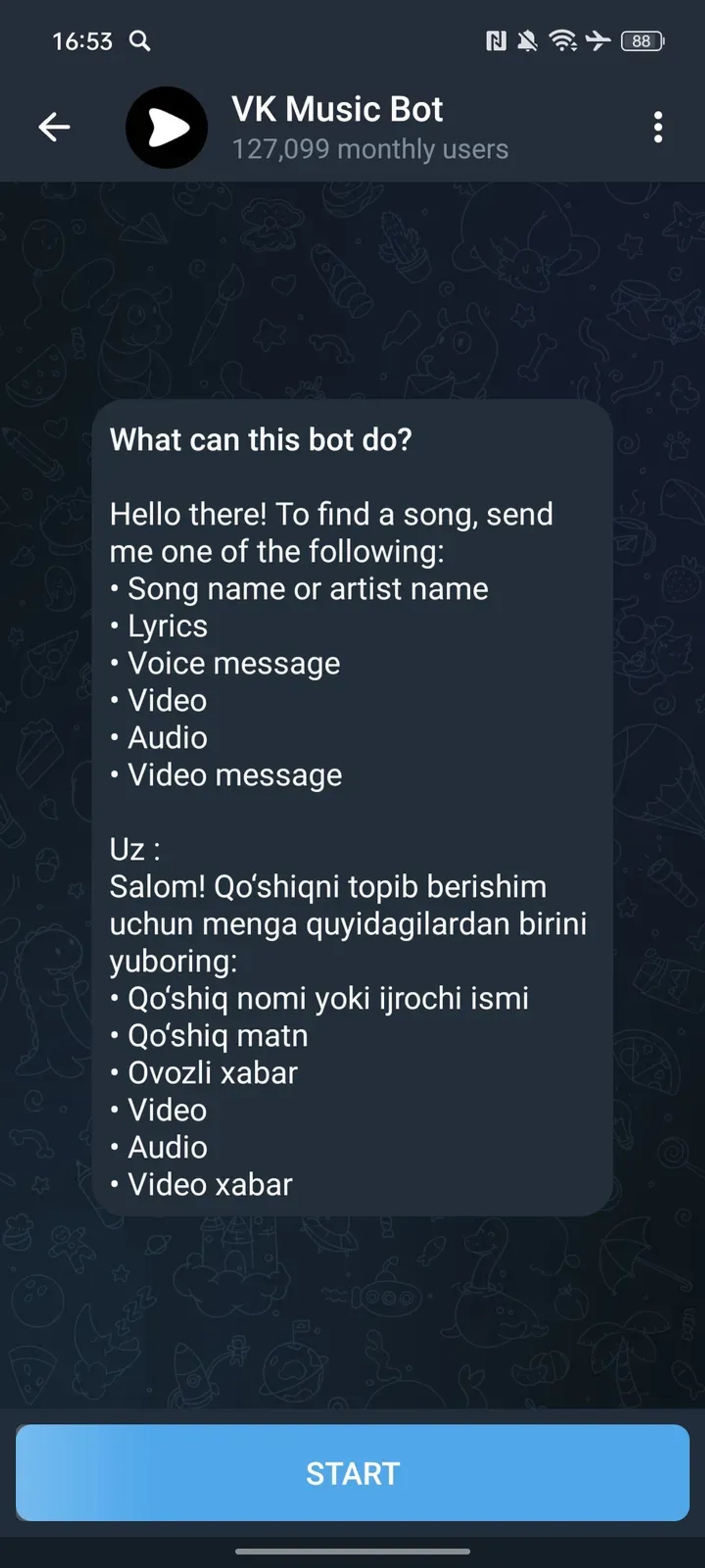 VK Music Bot в Телеграм — скриншот 1