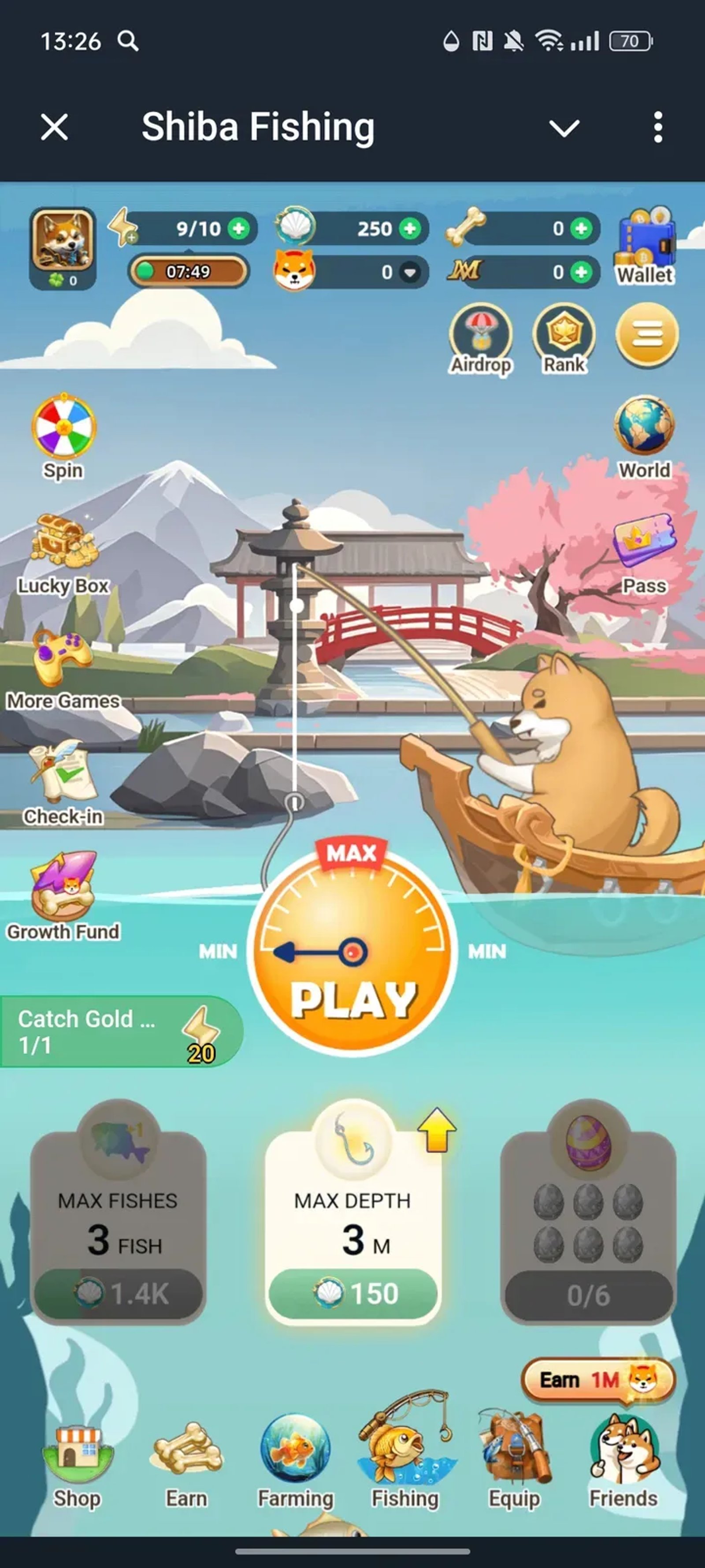 Shiba Fishing в Телеграм — скриншот 1