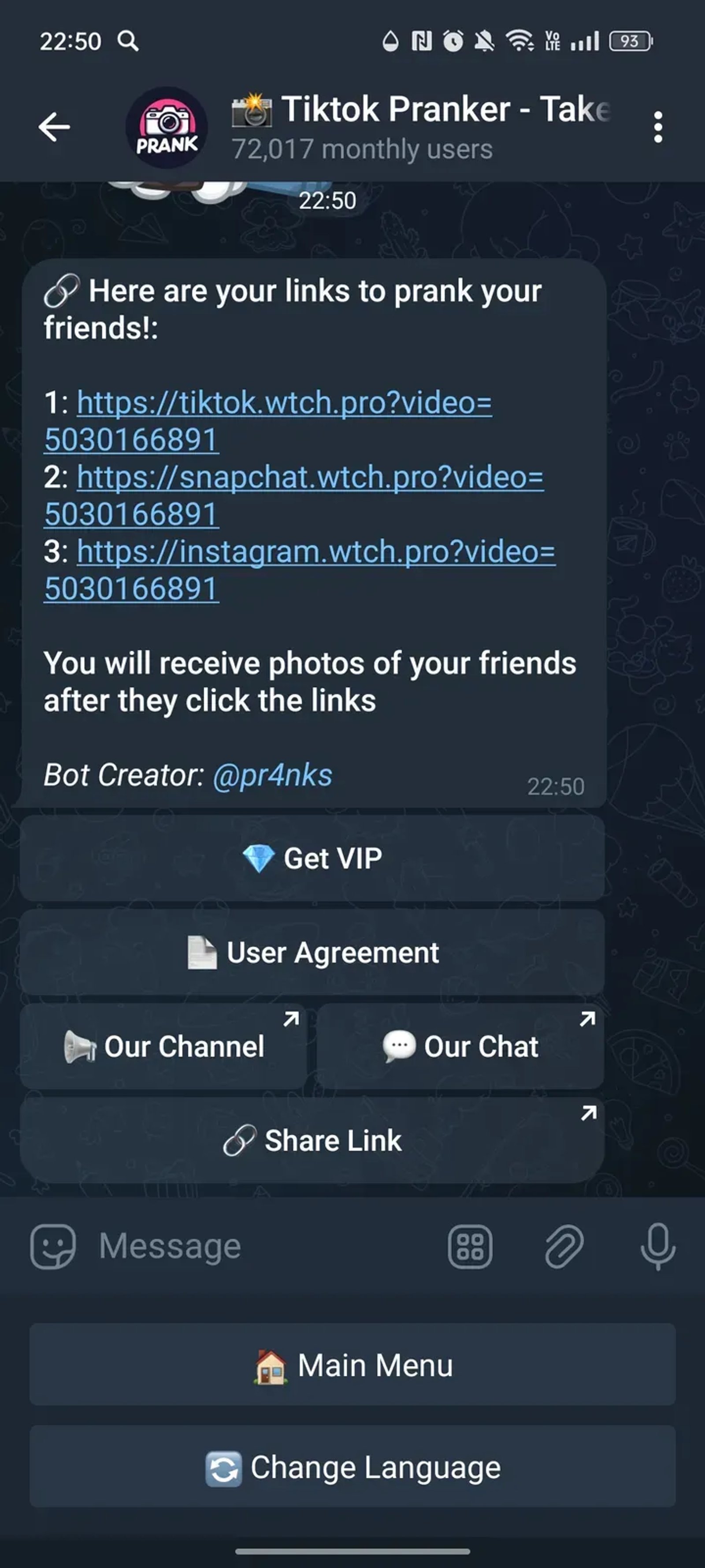 📸 Tiktok Pranker - Сфоткай своего друга | Фото по ссылке | Пранк в Телеграм — скриншот 3