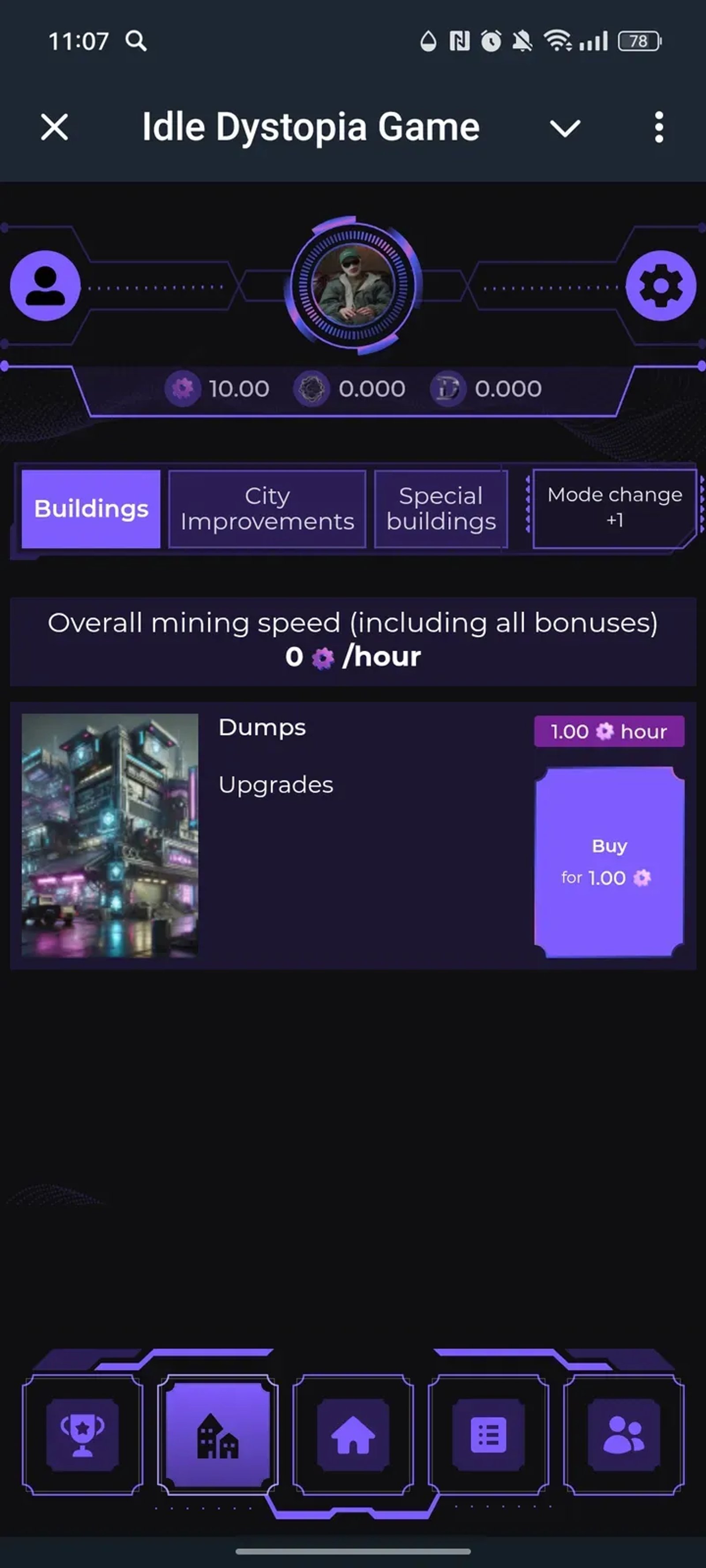 Idle Dystopia Game в Телеграм — скриншот 2