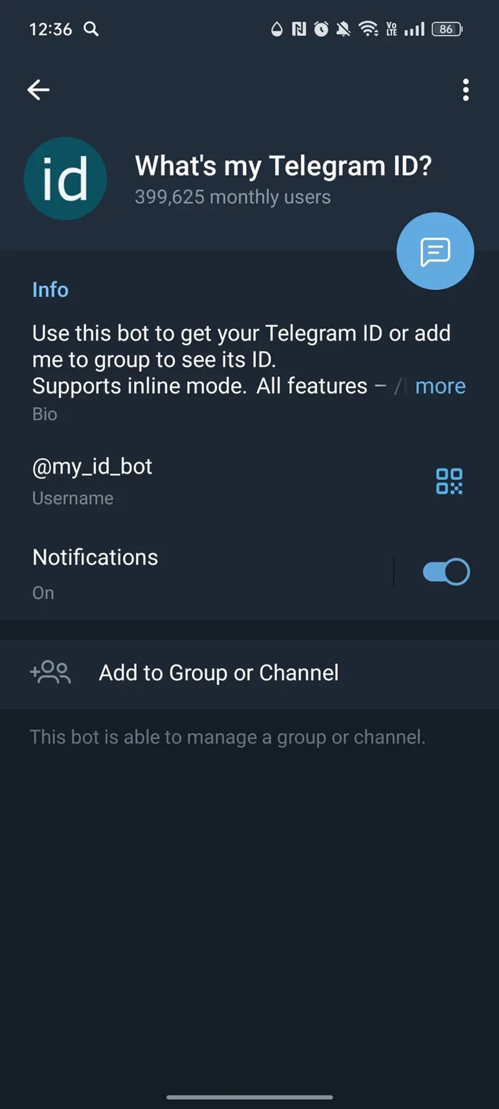 What's my Telegram ID? в Телеграм — скриншот 3