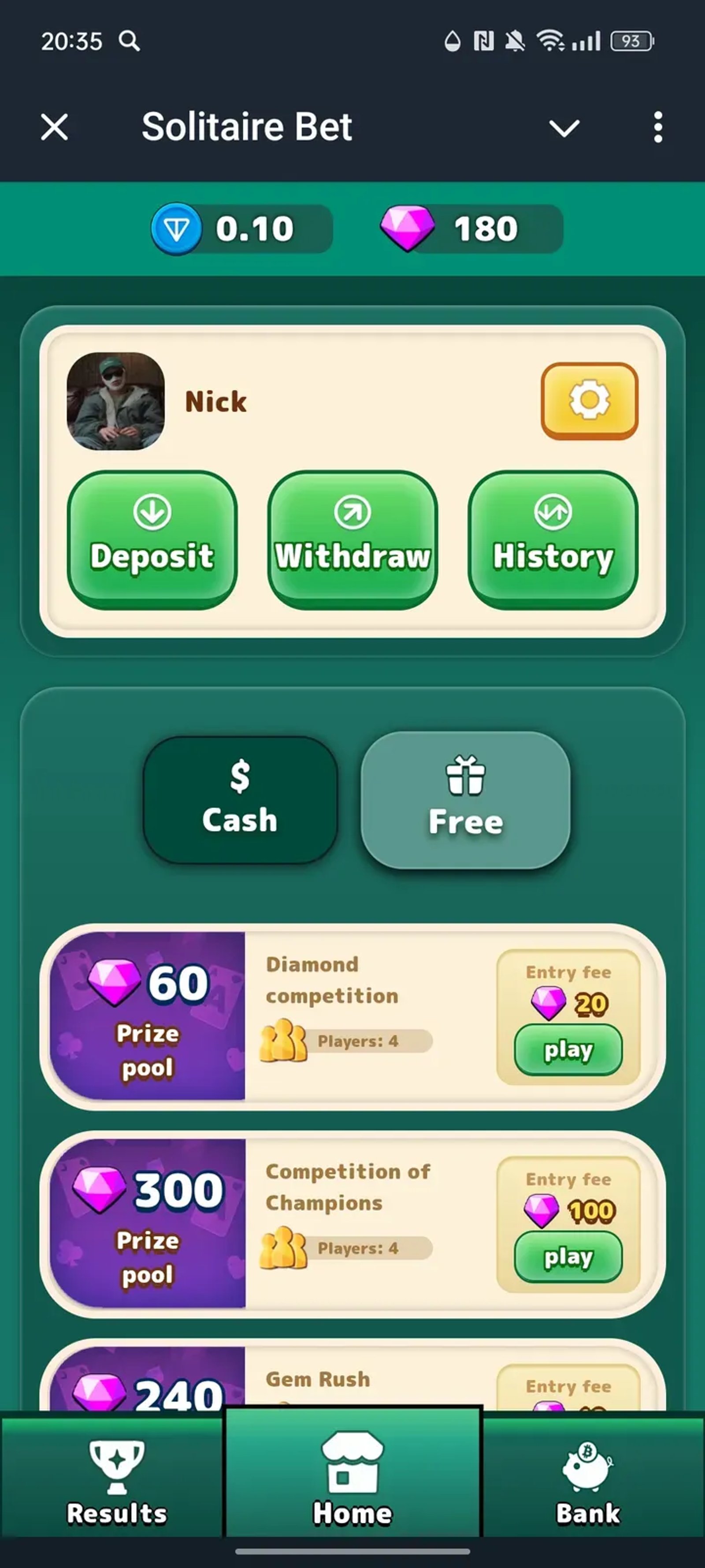 Solitaire Bet в Телеграм — скриншот 3