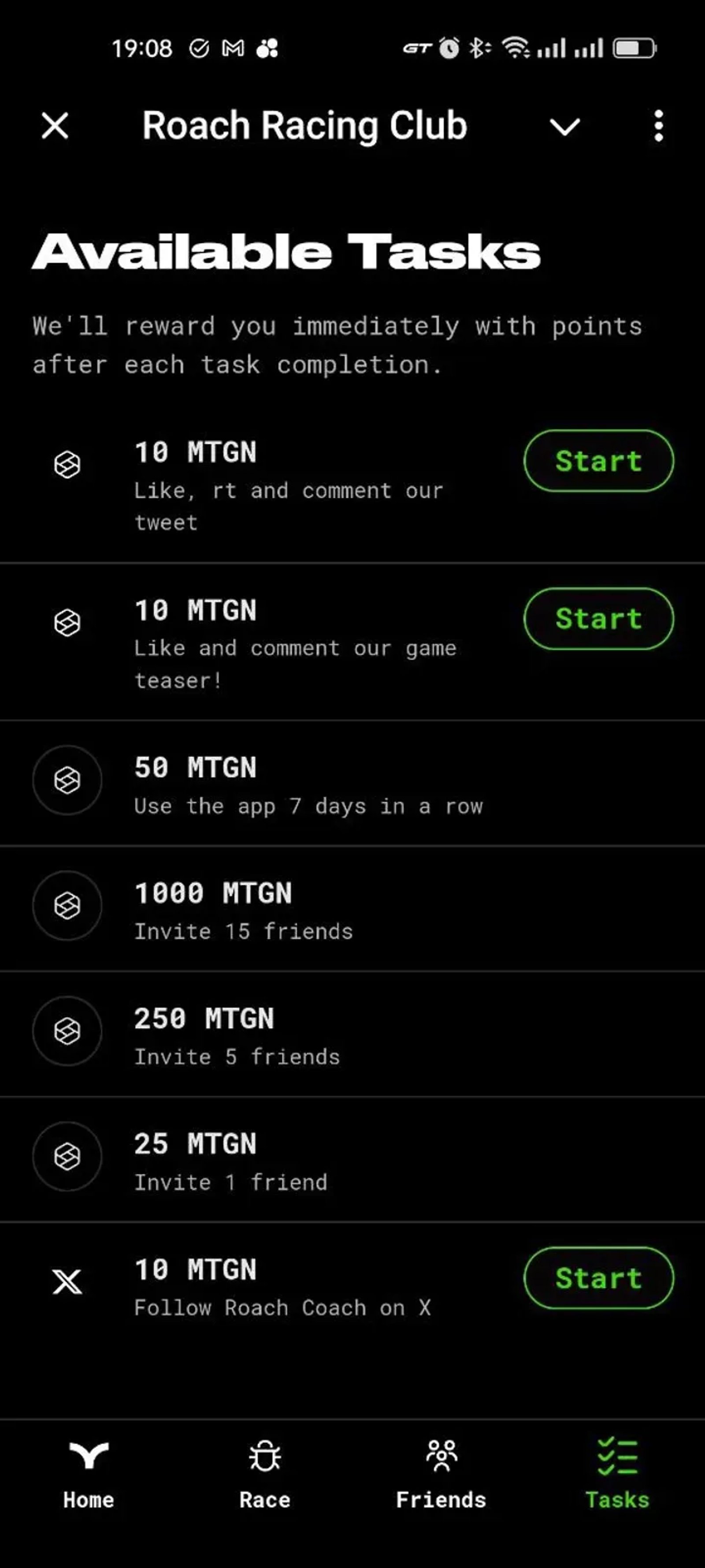 Roach Racing Club Telegram Screenshot 1