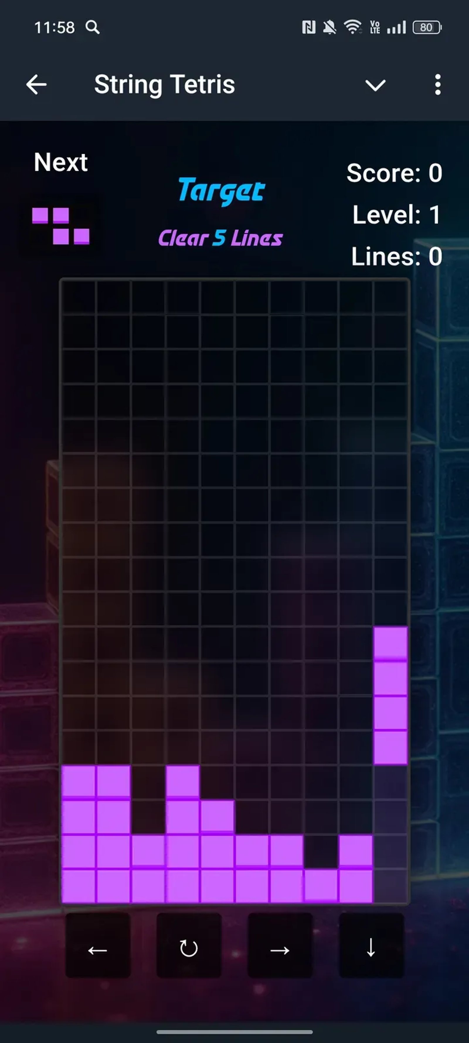 String Tetris в Телеграм — скриншот 4