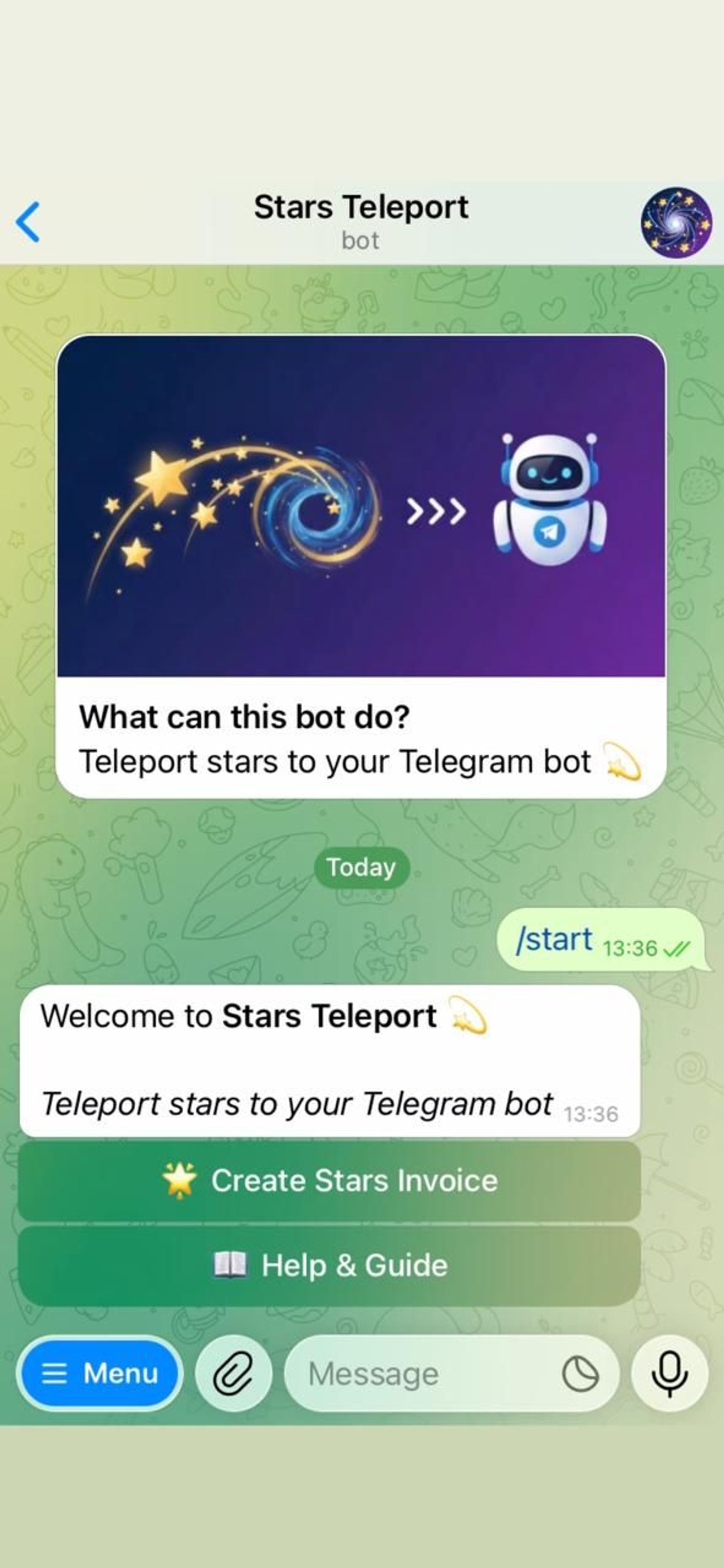 Stars Teleport Telegram Screenshot 1