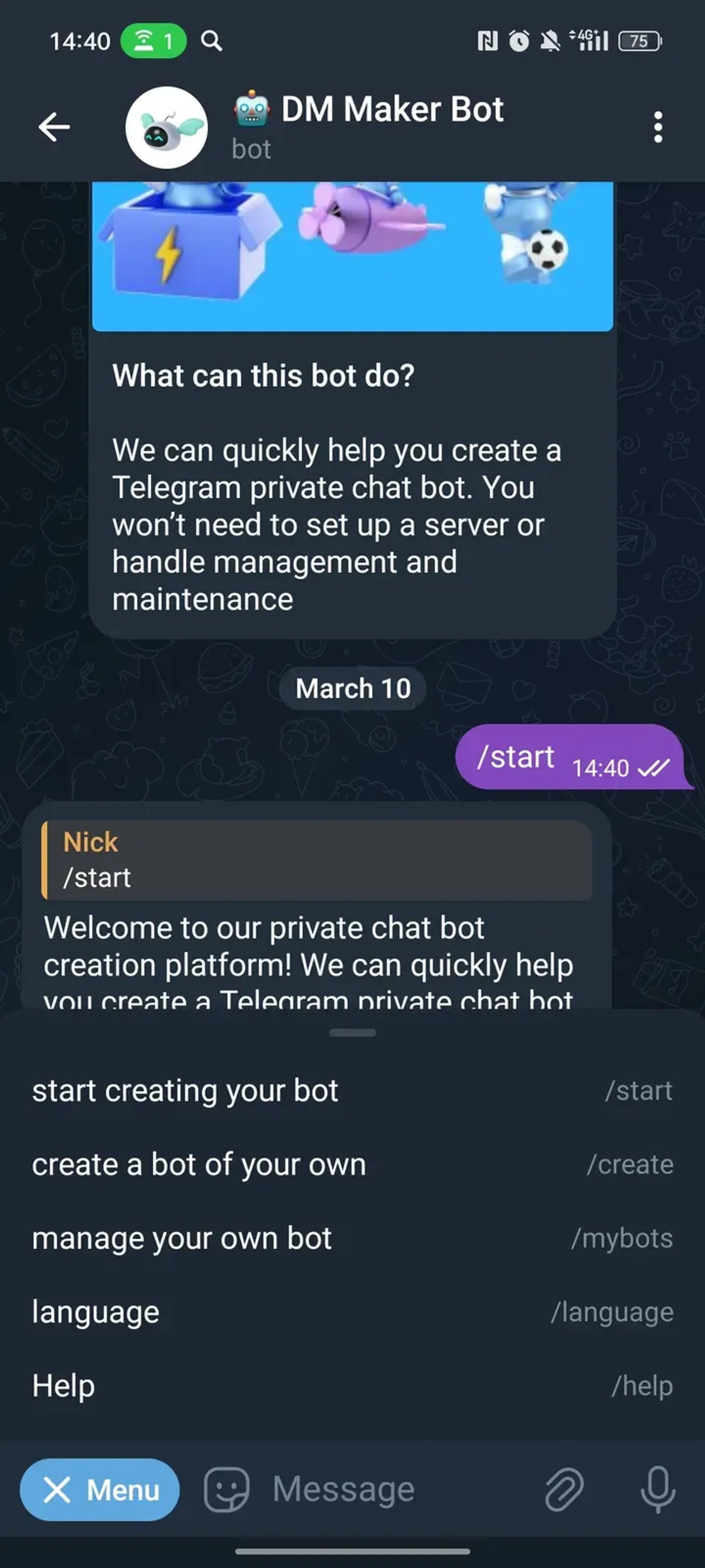 🤖 DM Maker Bot в Телеграм — скриншот 2