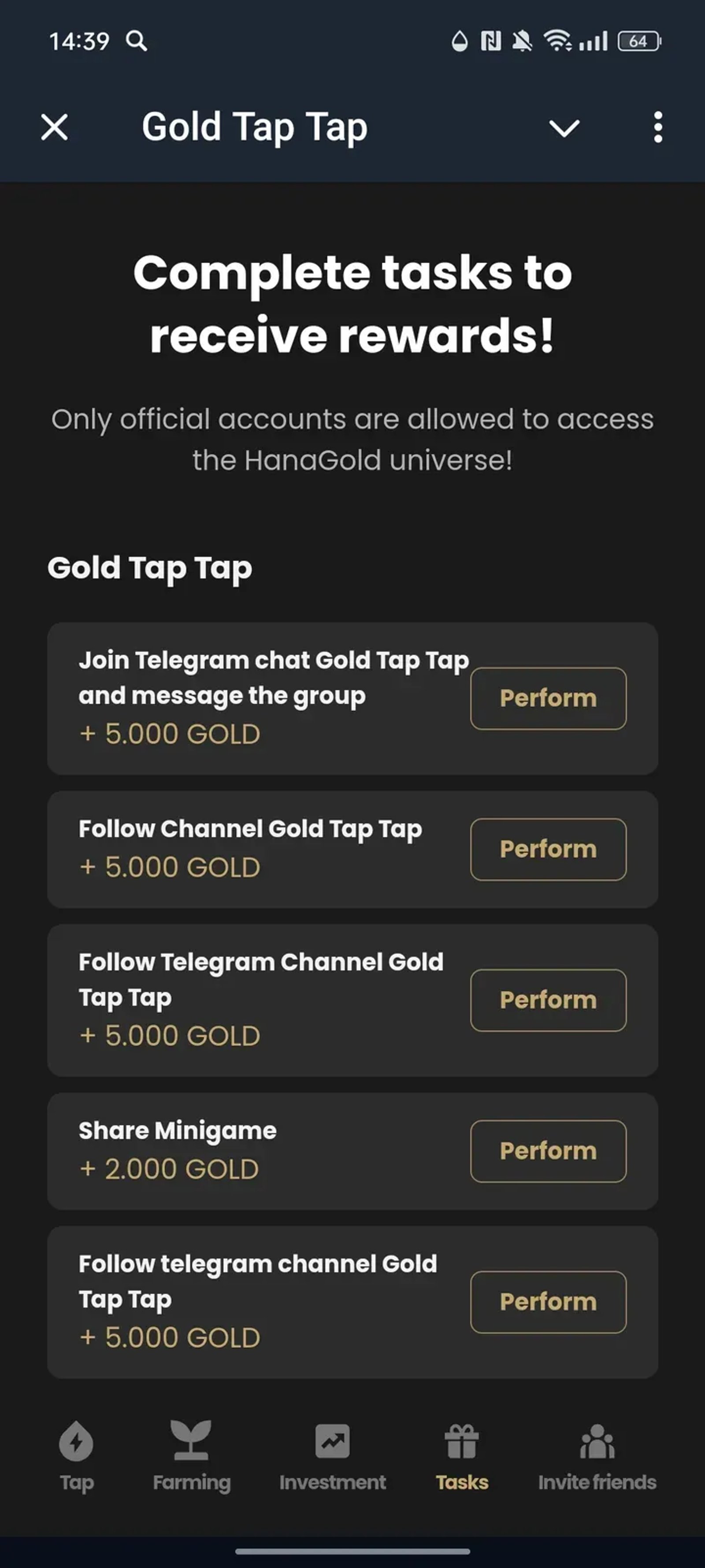 Gold Tap Tap в Телеграм — скриншот 3