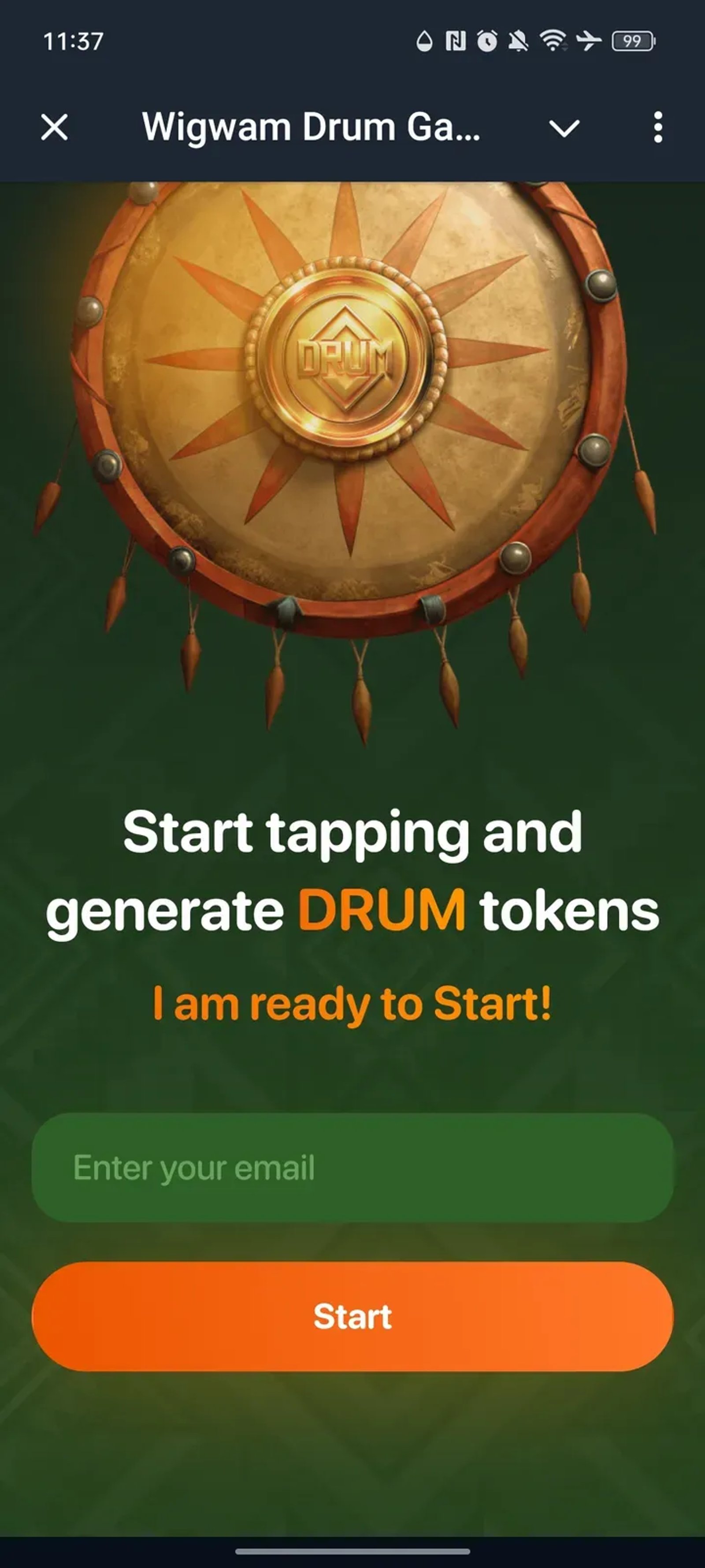 Wigwam Drum Game в Телеграм — скриншот 1