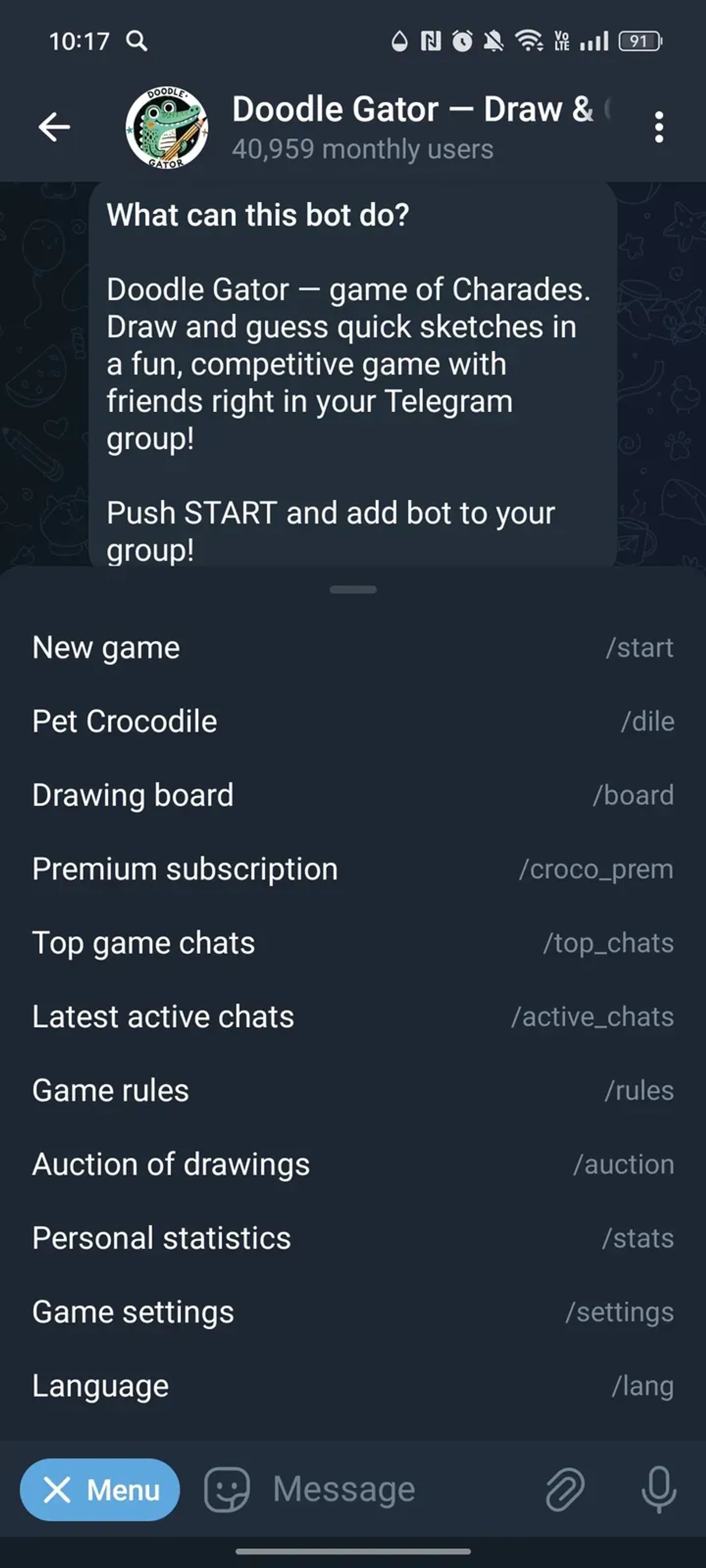 Doodle Gator — Draw & Guess charades в Телеграм — скриншот 2