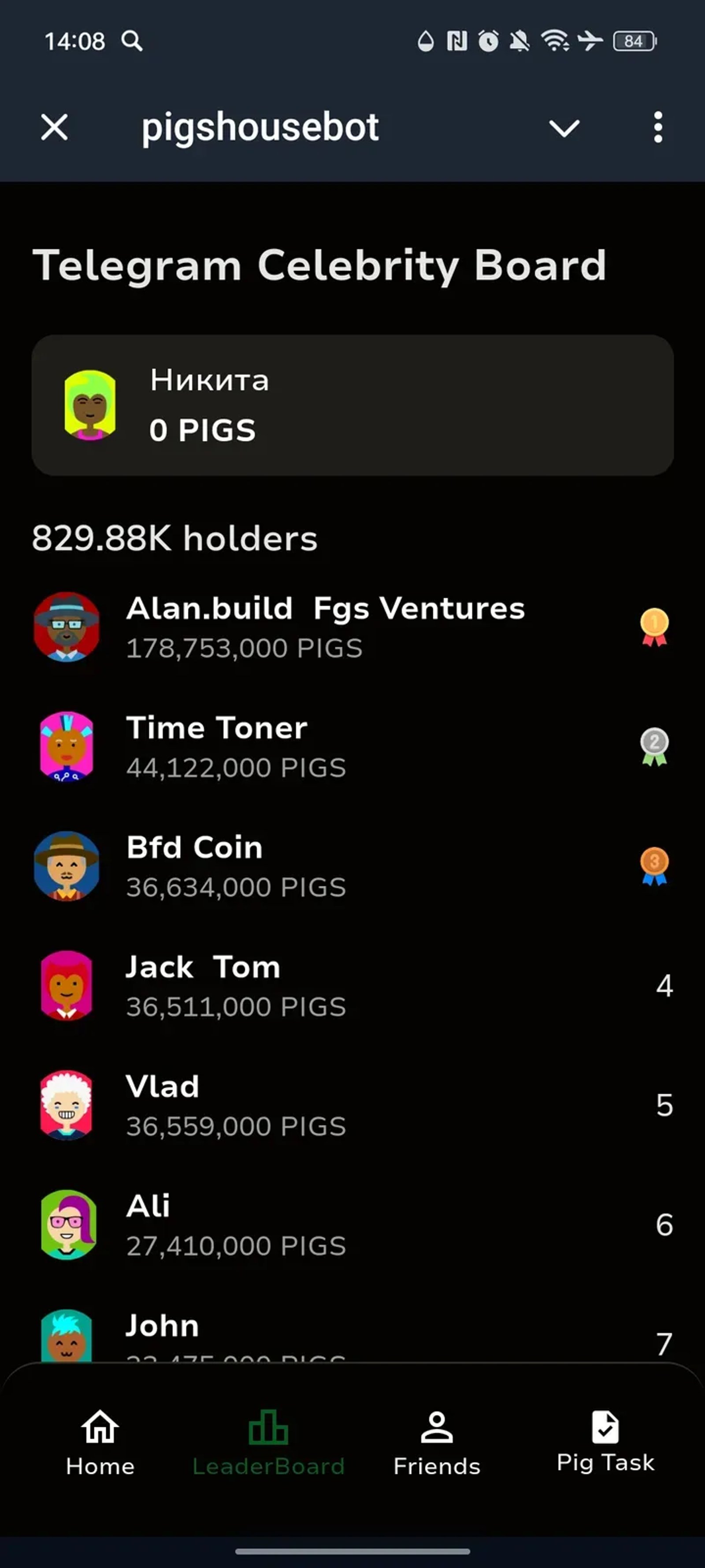 pigshousebot в Телеграм — скриншот 4