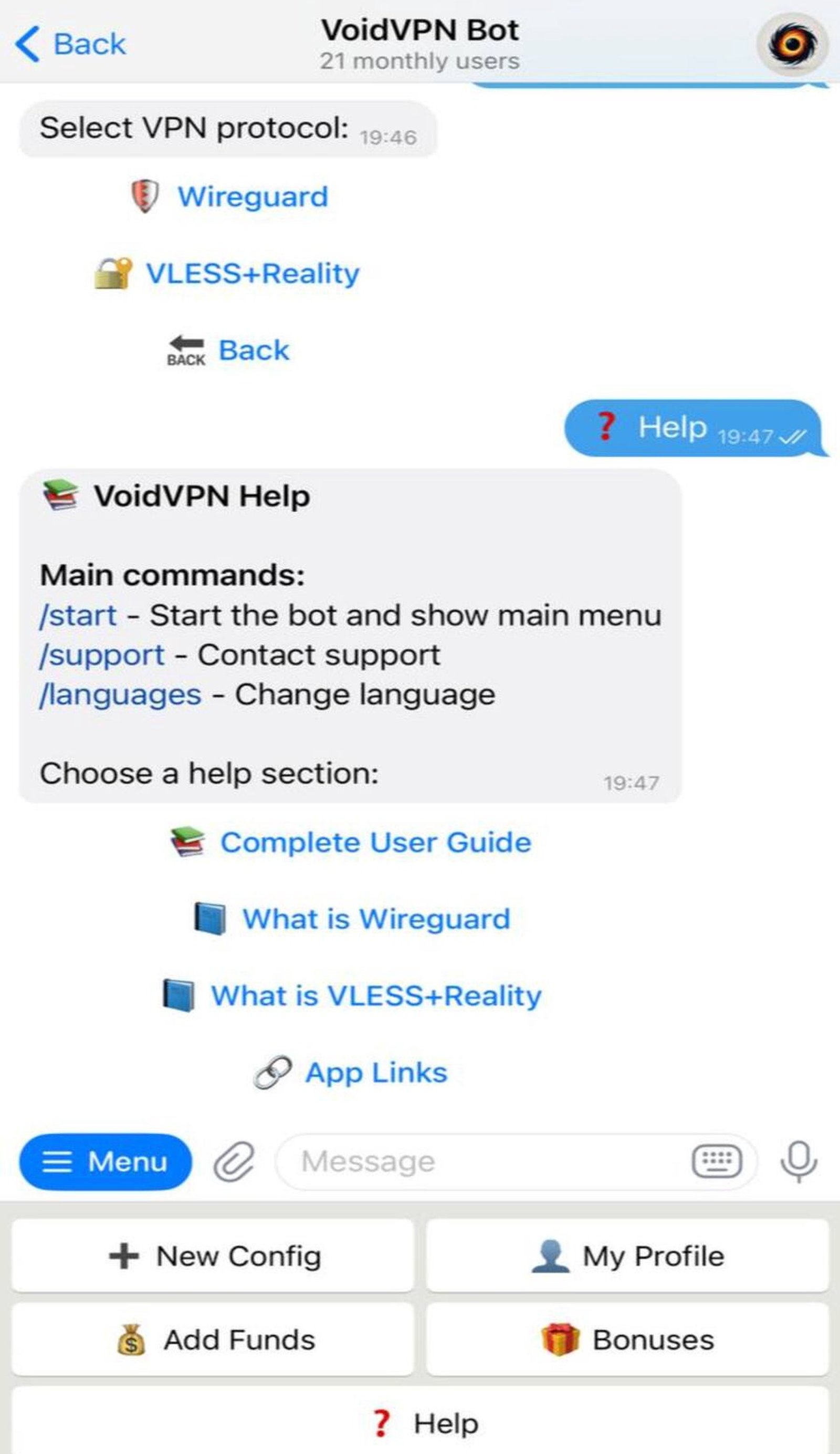 VoidVPN в Телеграм — скриншот 7