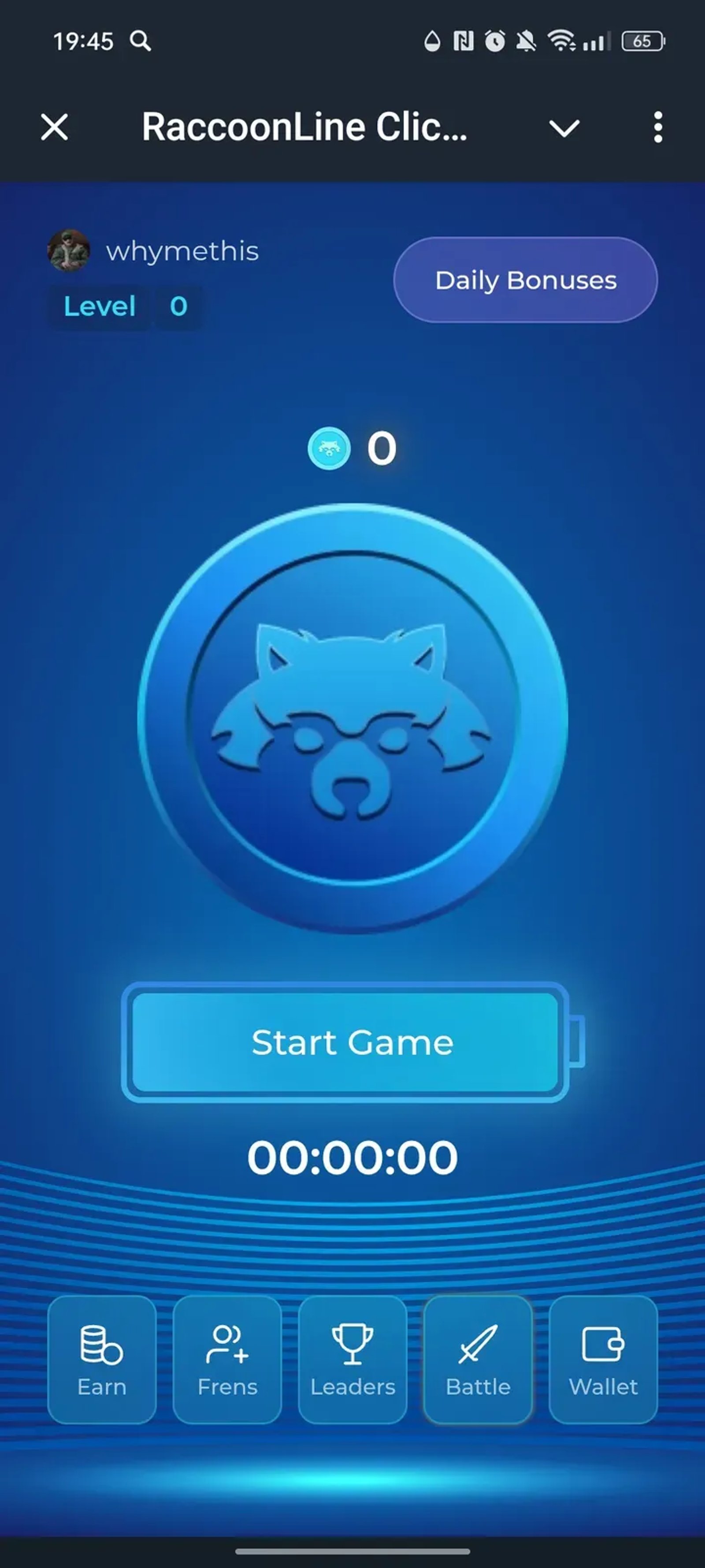 RaccoonLine Clicker Bot в Телеграм — скриншот 1