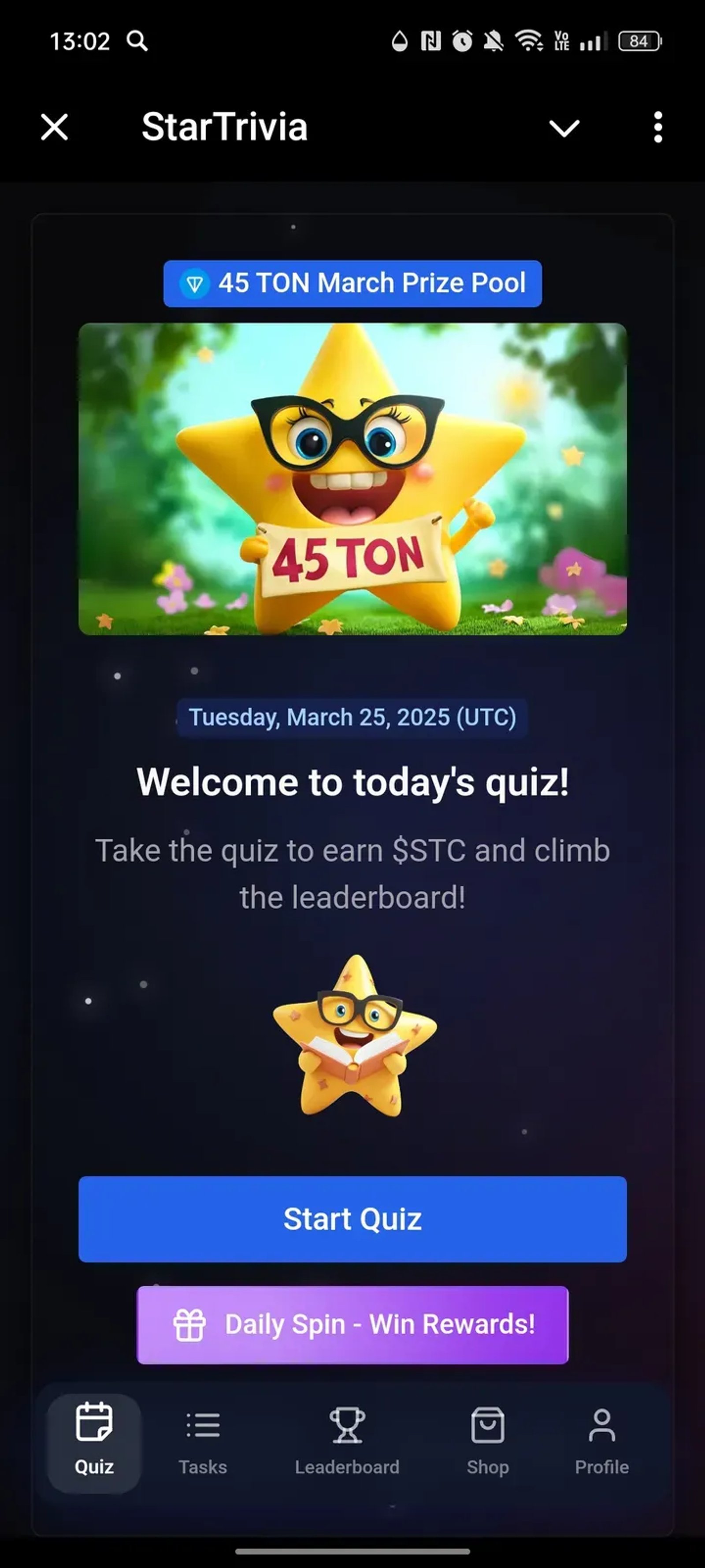 StarTrivia в Телеграм — скриншот 1