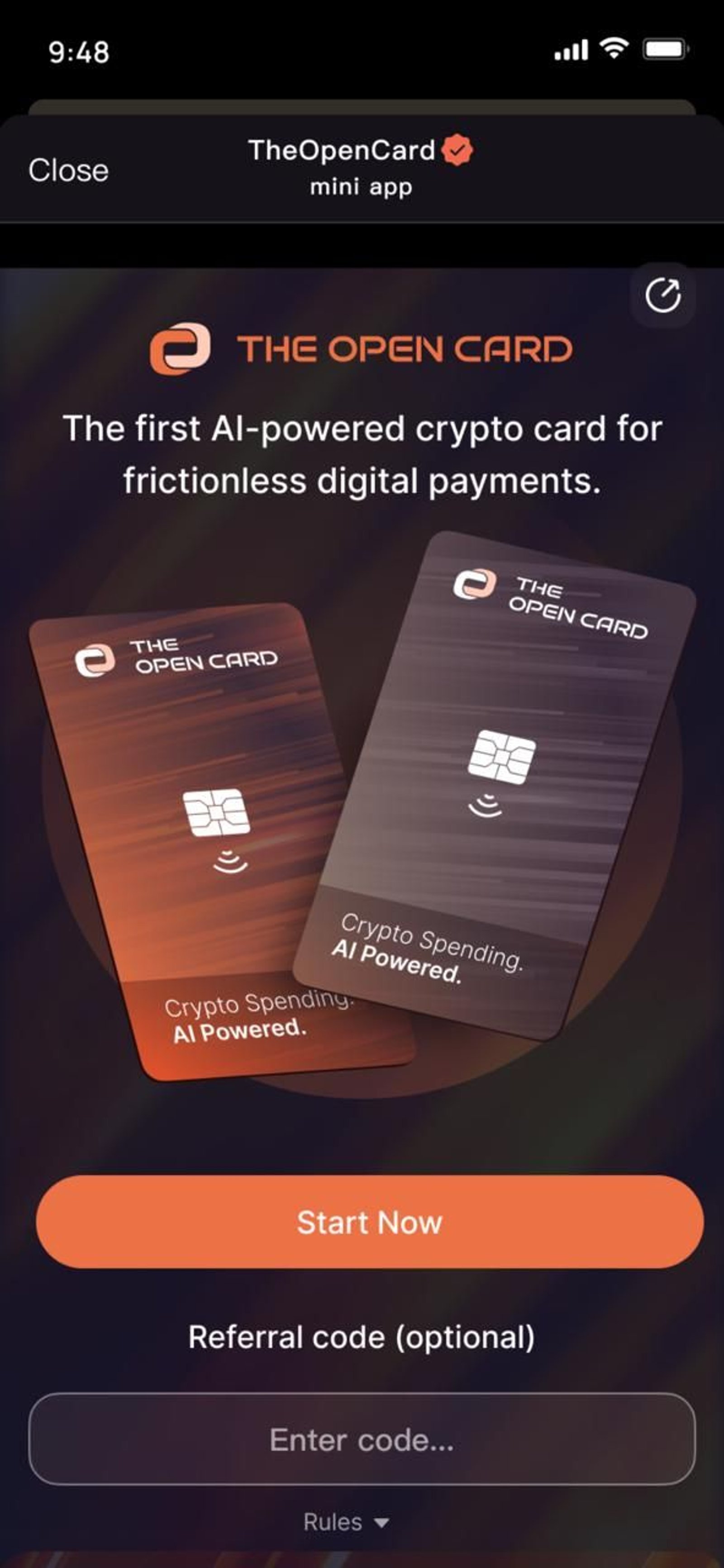 TheOpenCard в Telegram — скриншот 1