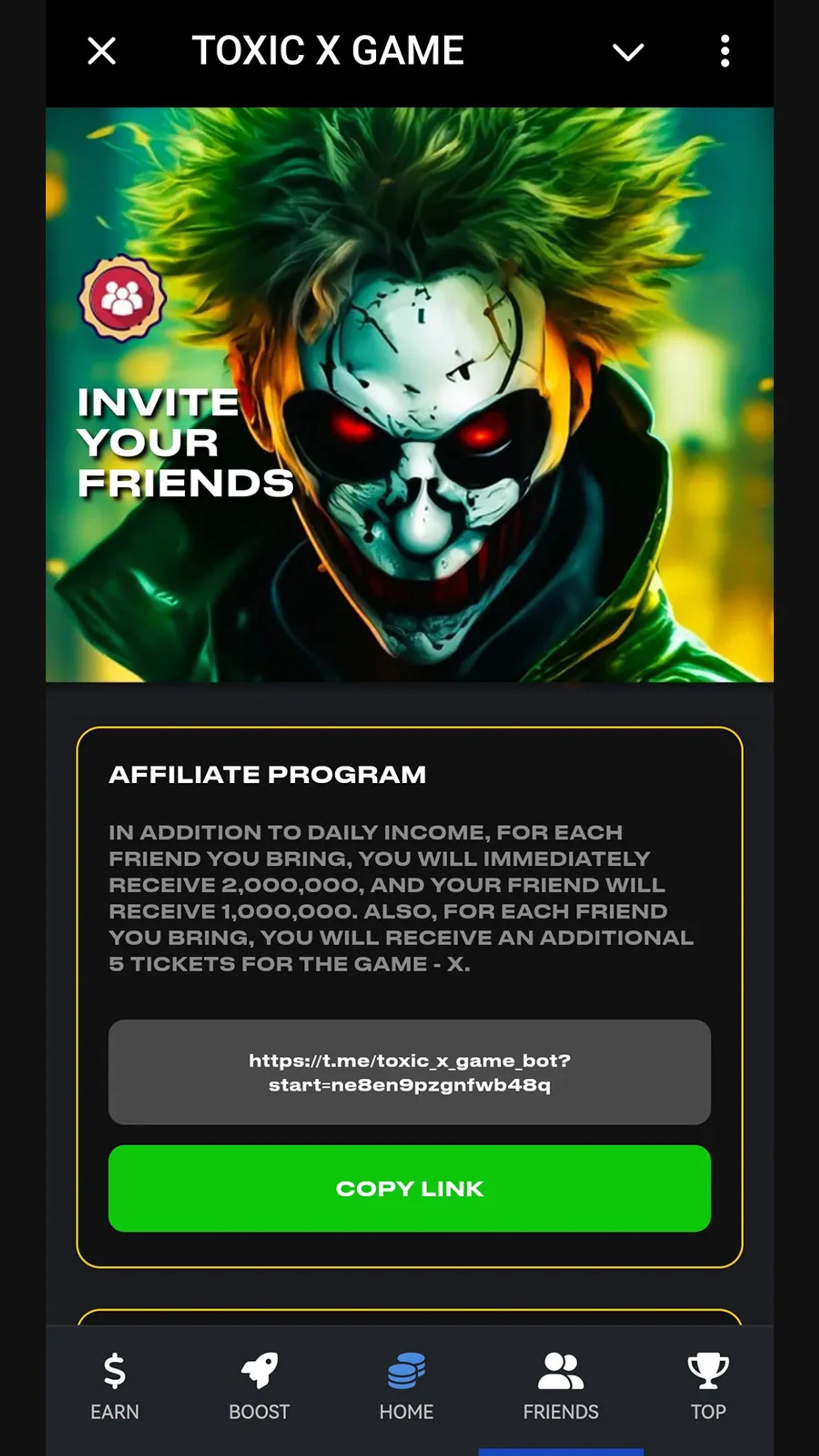 TOXIC X GAME Telegram Screenshot 2