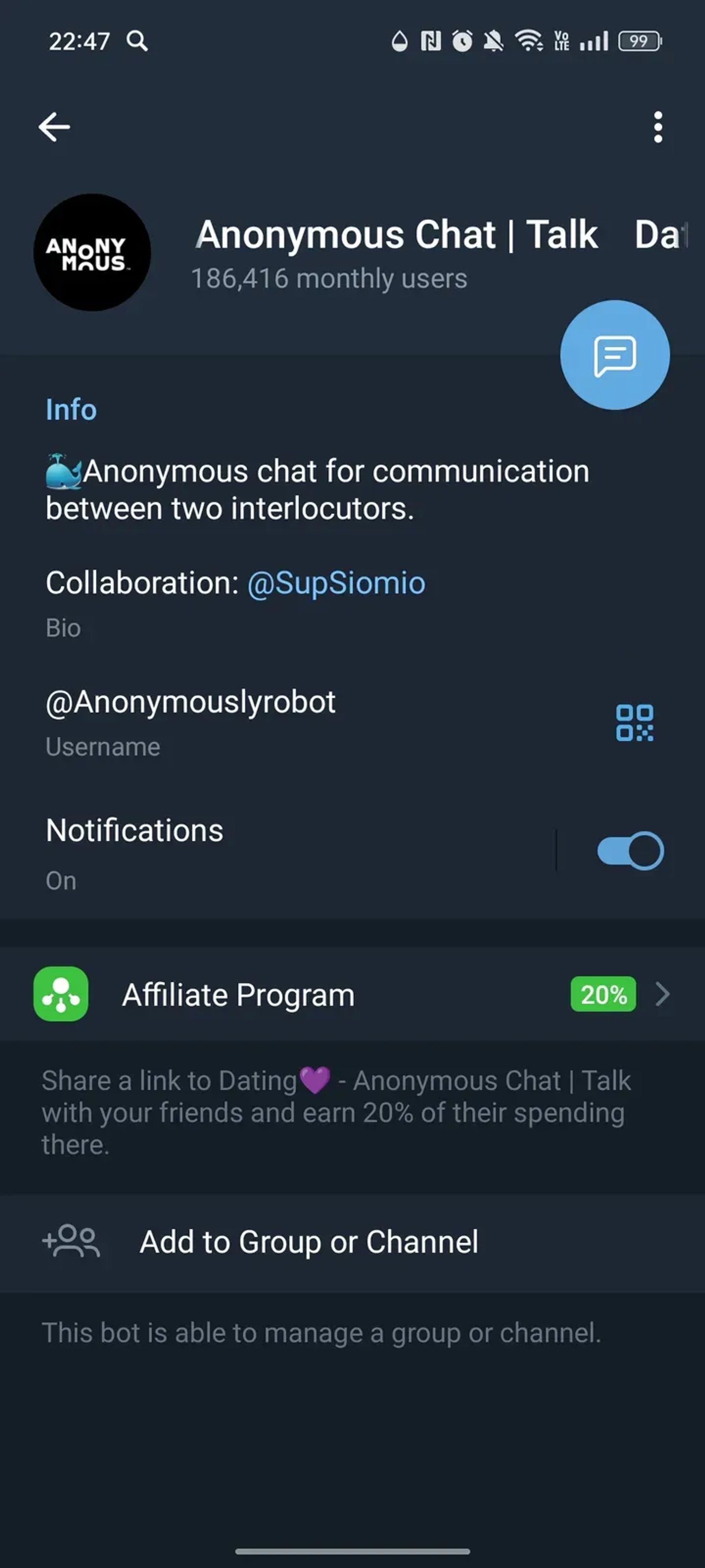 Dating💜 - Anonymous Chat | Talk в Телеграм — скриншот 3