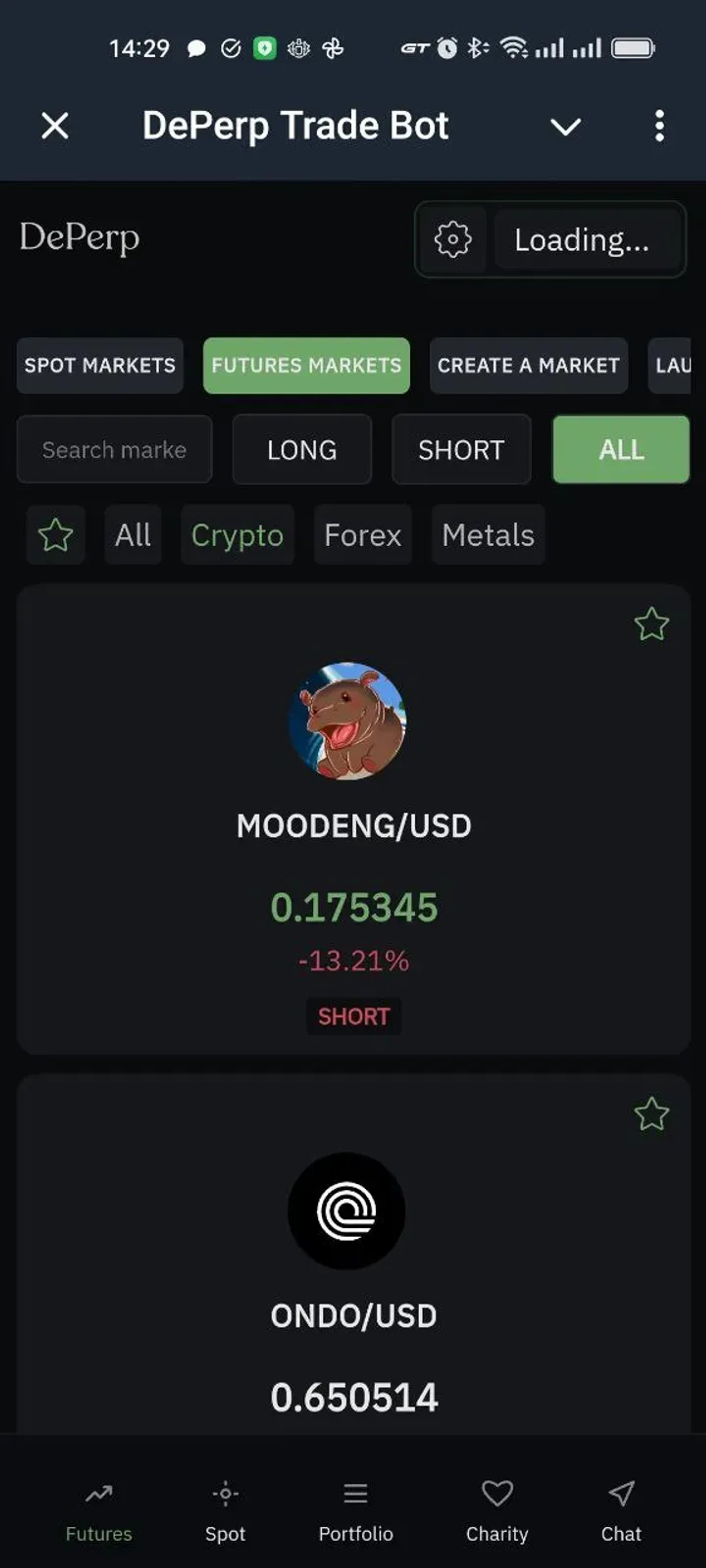 DePerp Trade Bot в Телеграм — скриншот 5