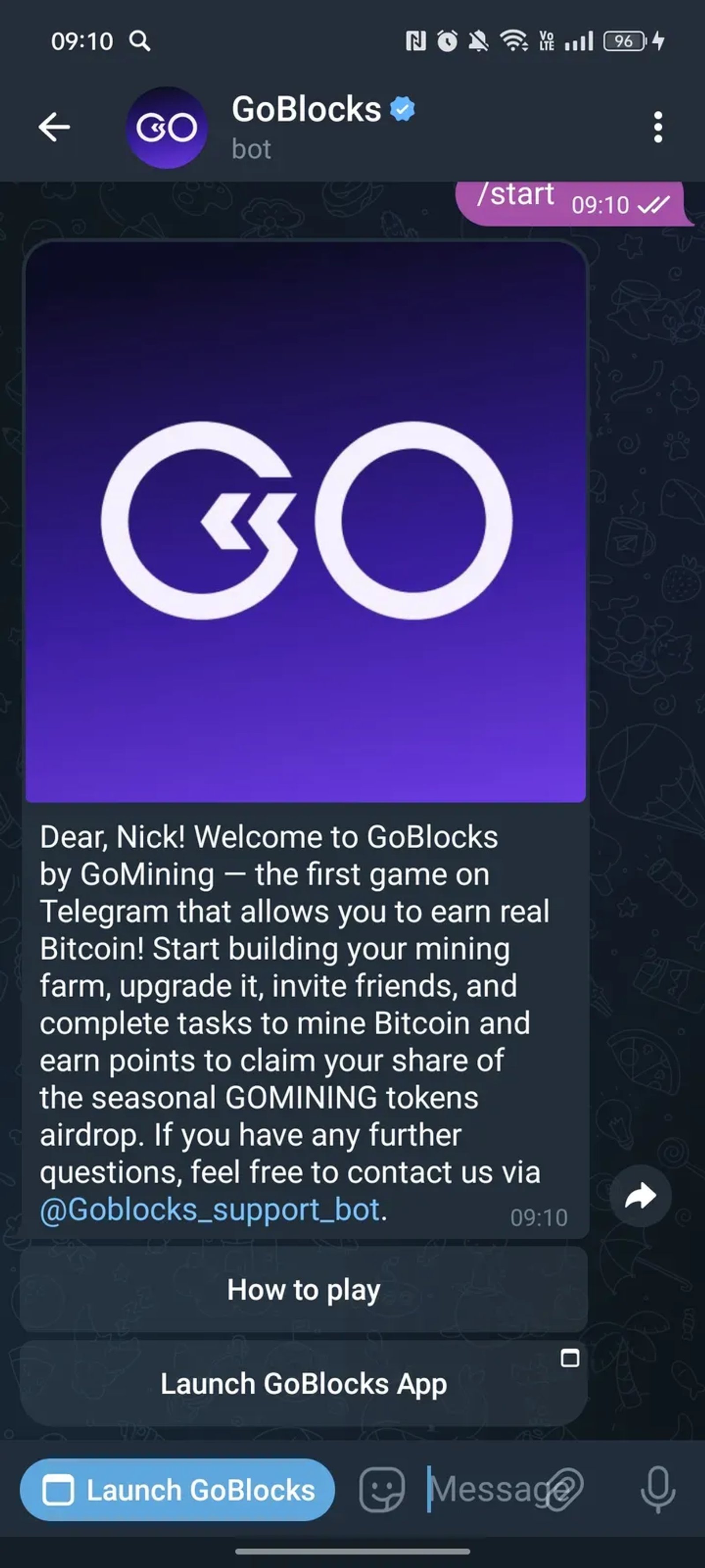 GoBlocks в Телеграм — скриншот 2