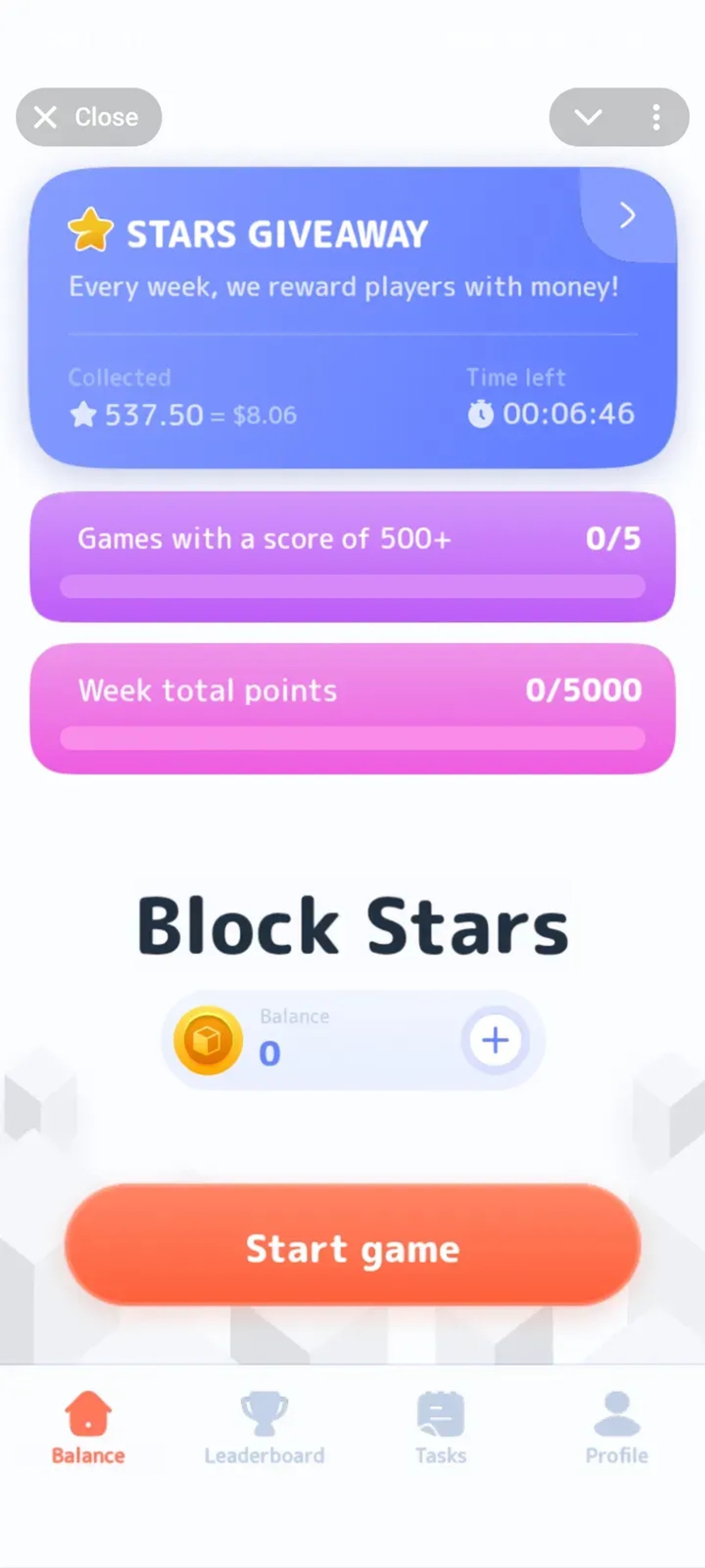 Block Stars в Телеграм — скриншот 1