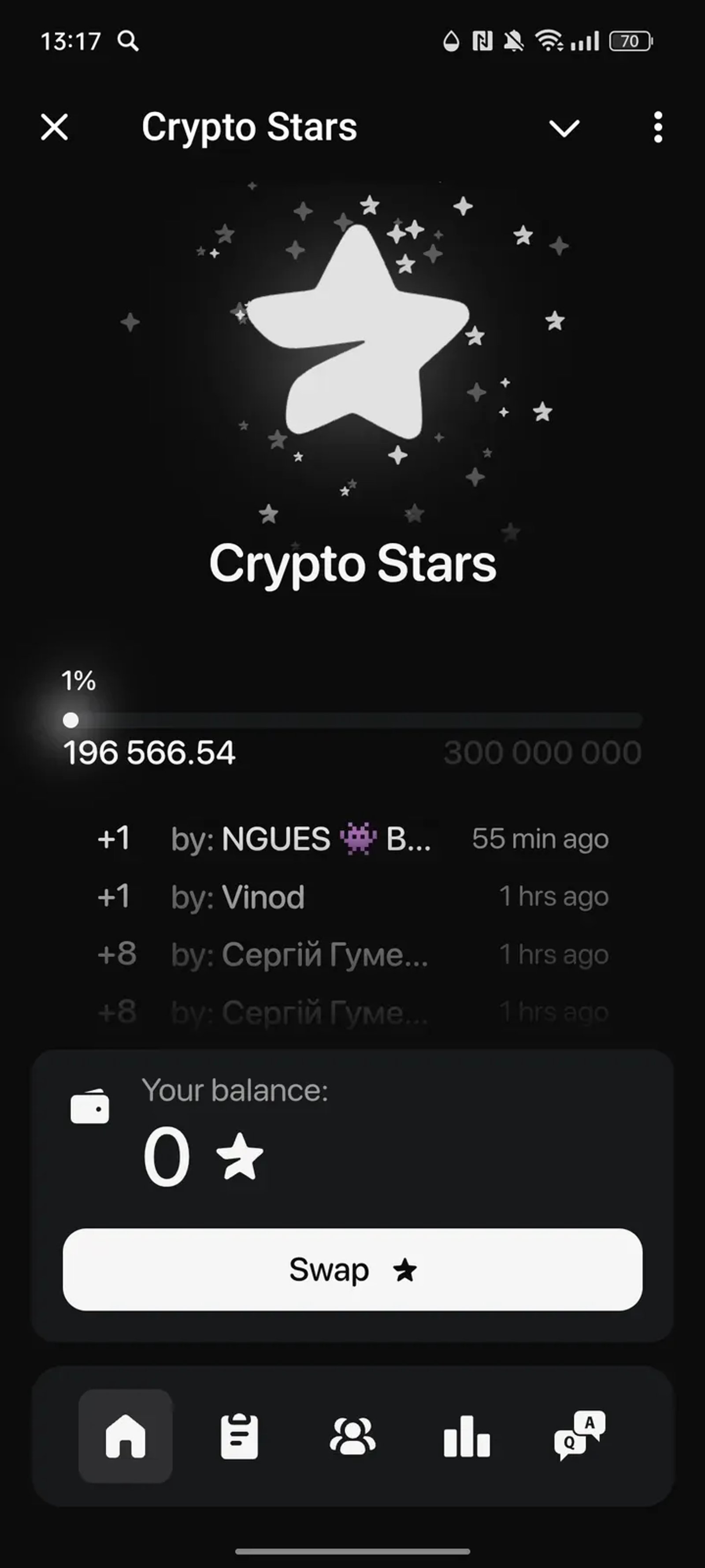 Crypto Stars в Телеграм — скриншот 1