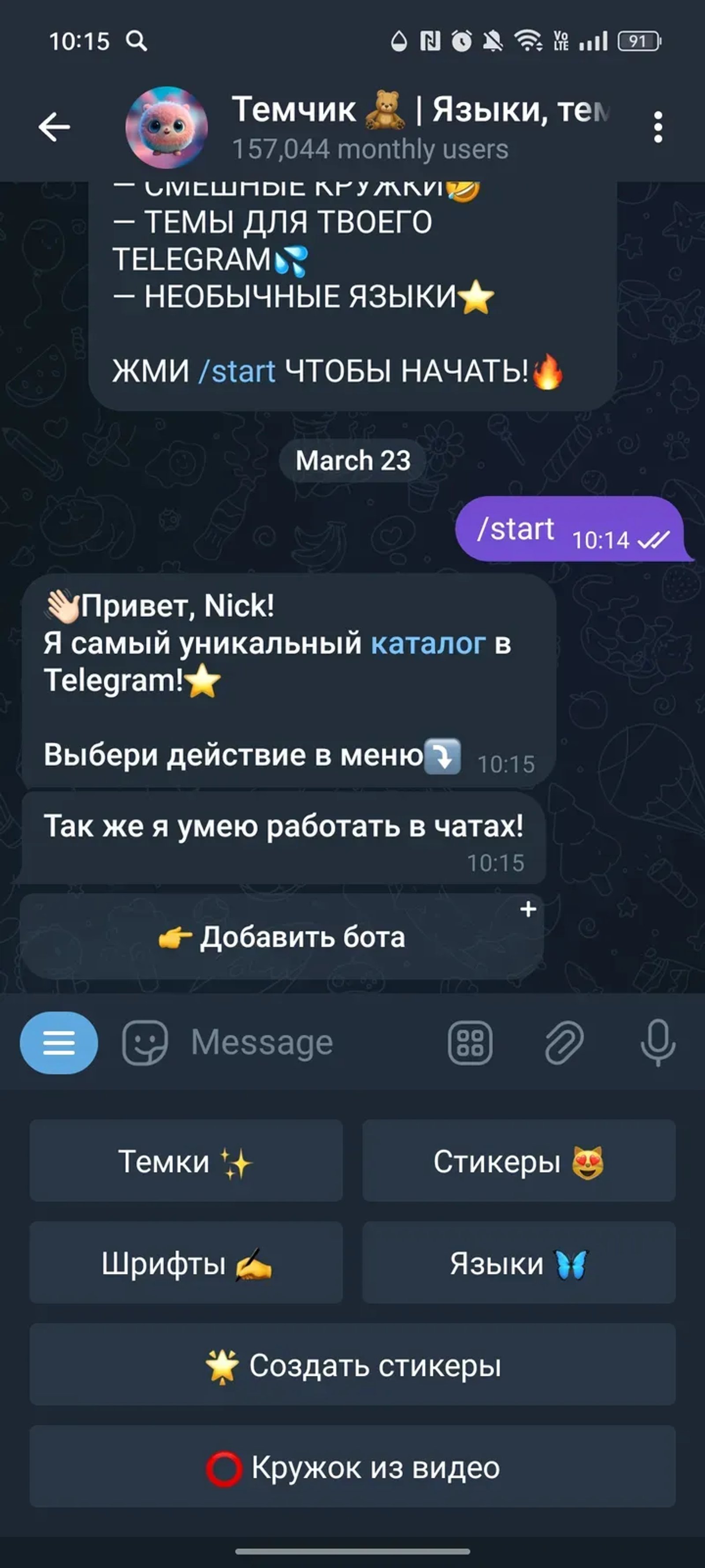 Темчик 🧸 | Языки, темки и стикеры в Телеграм — скриншот 3