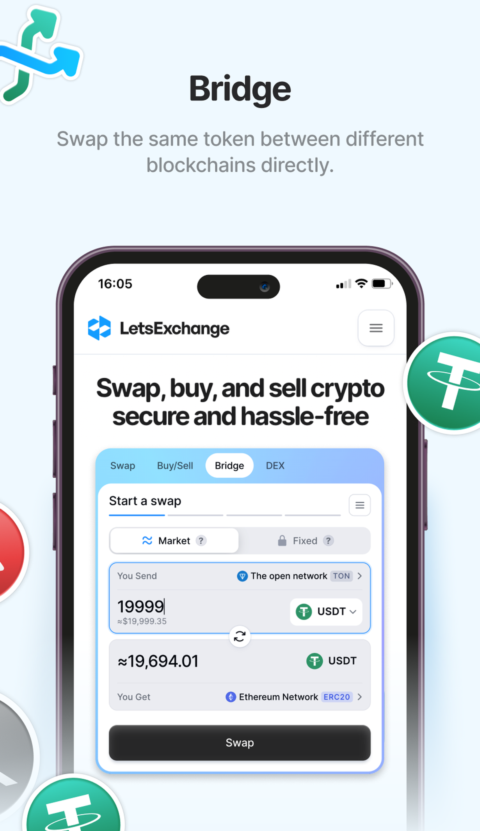 LetsExchange.io в Телеграм — скриншот 3
