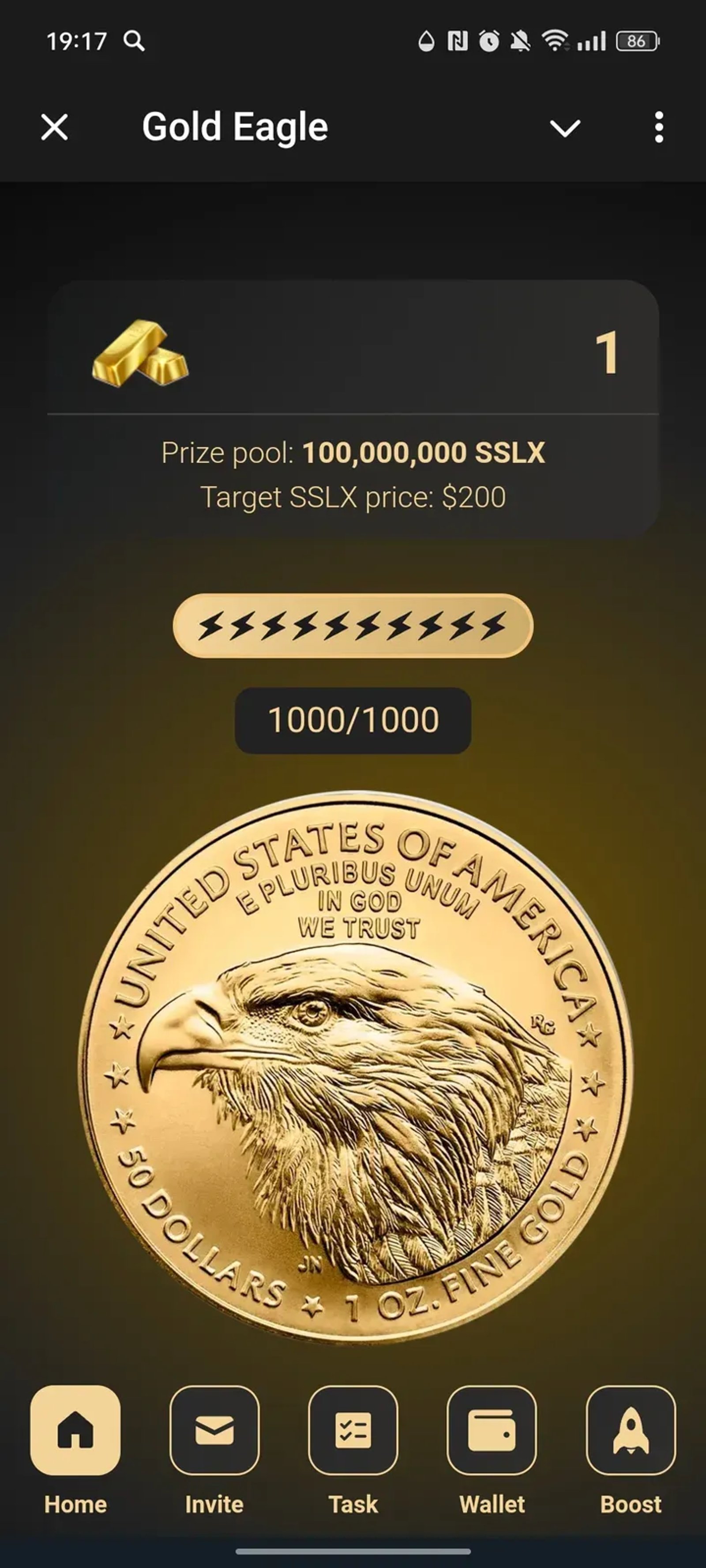 Gold Eagle в Телеграм — скриншот 1