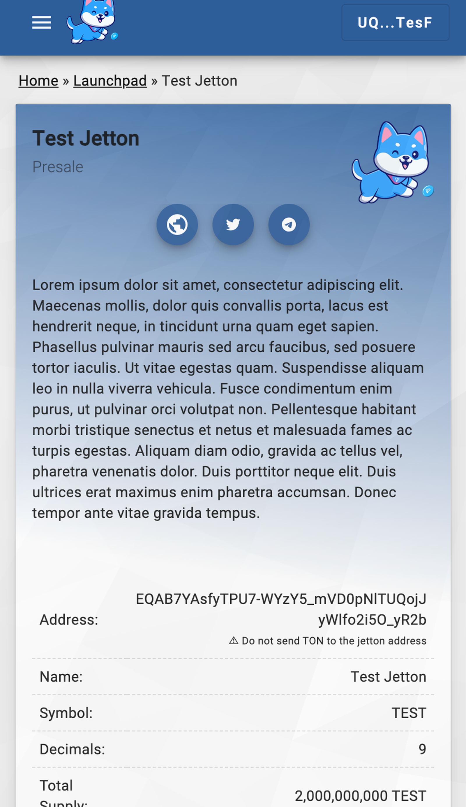 TON INU Launchpad в Телеграм — скриншот 3