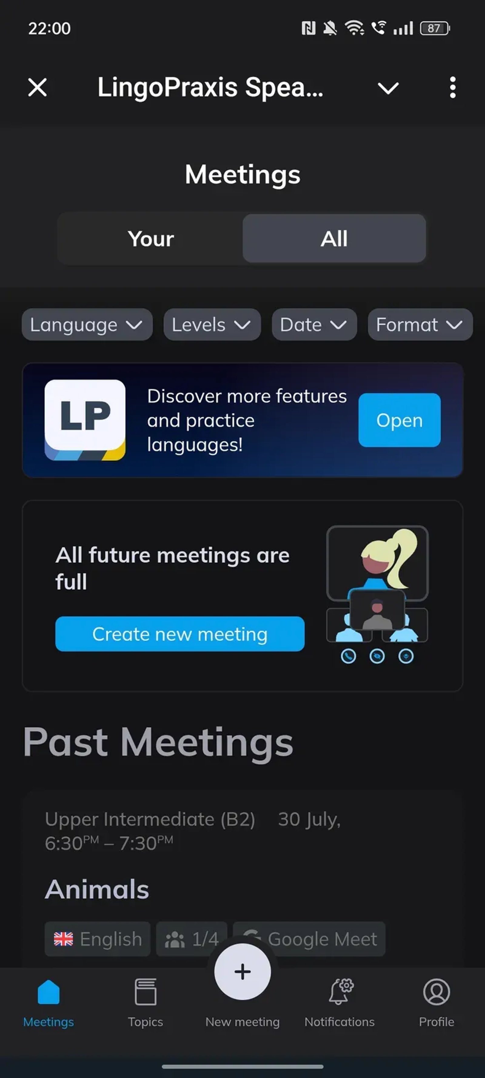 LingoPraxis Speaking Club в Телеграм — скриншот 1