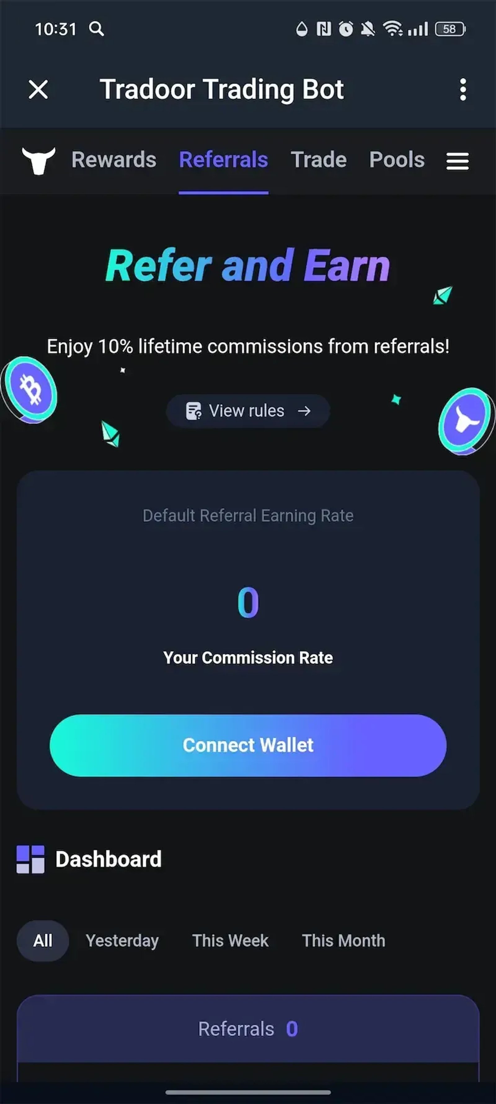 Tradoor Trading Bot в Телеграм — скриншот 2