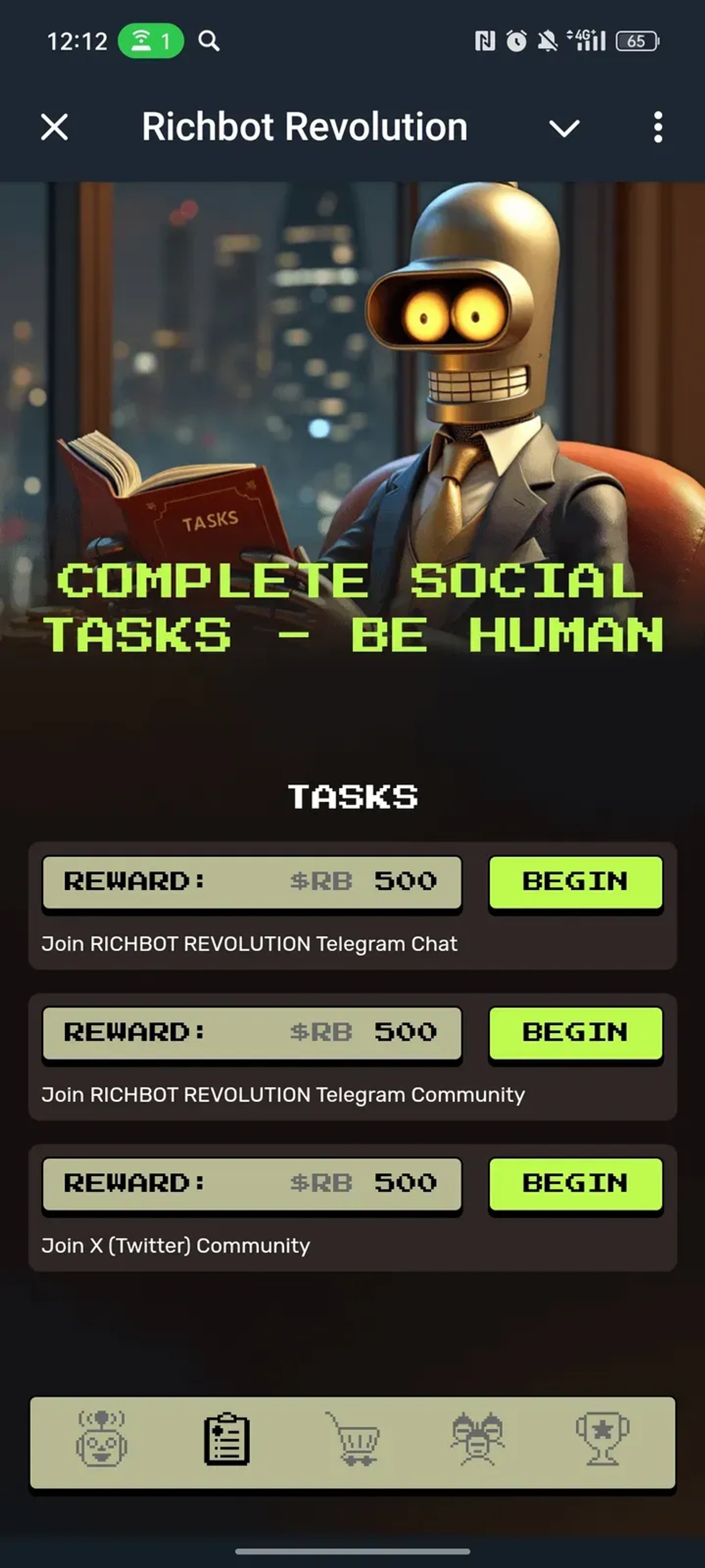 Richbot Revolution в Телеграм — скриншот 2