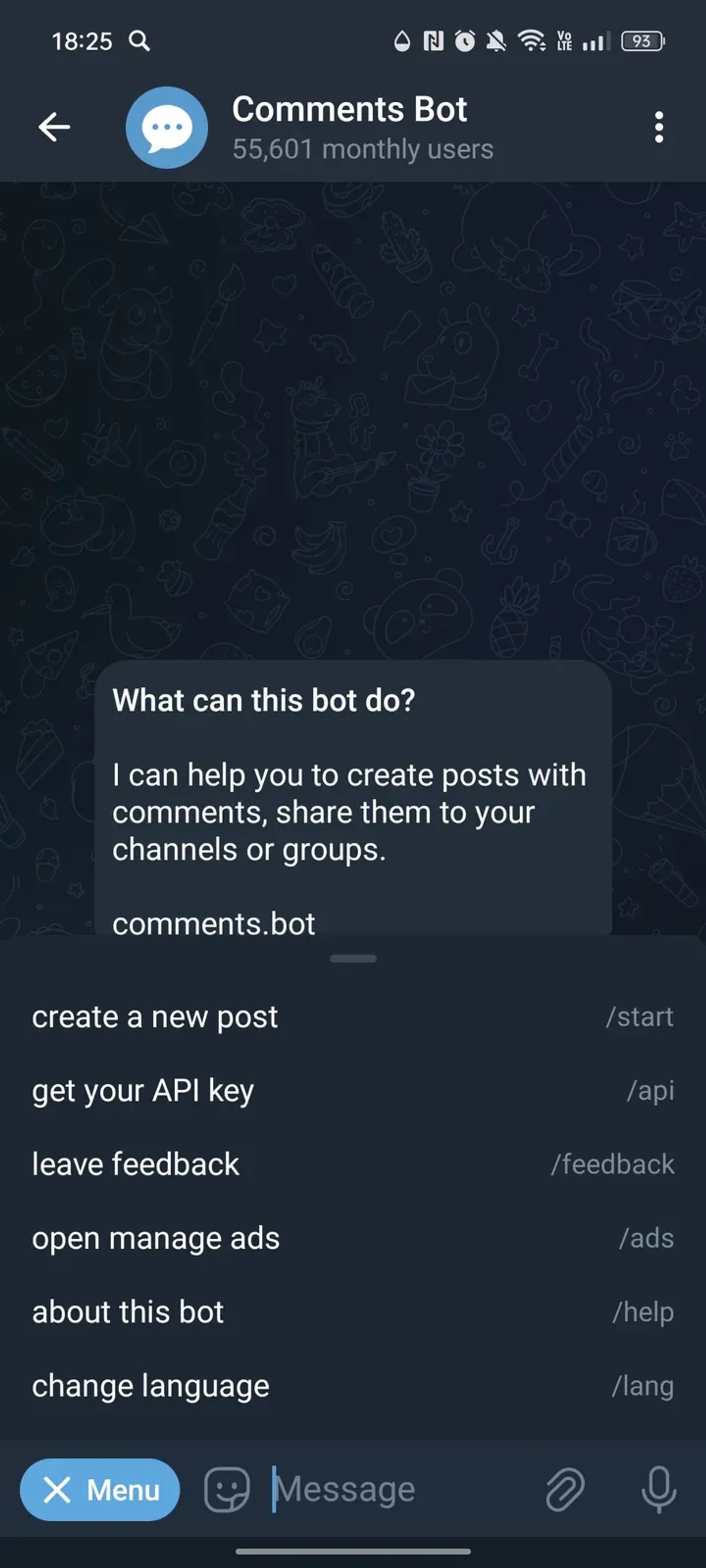 Comments Bot в Телеграм — скриншот 2