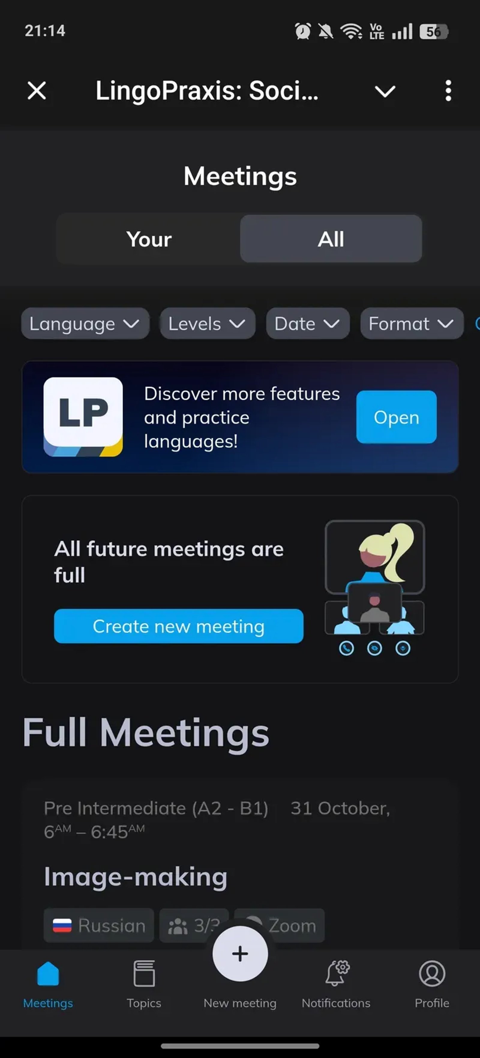 LingoPraxis: Social Speaking Club в Telegram — скриншот 1