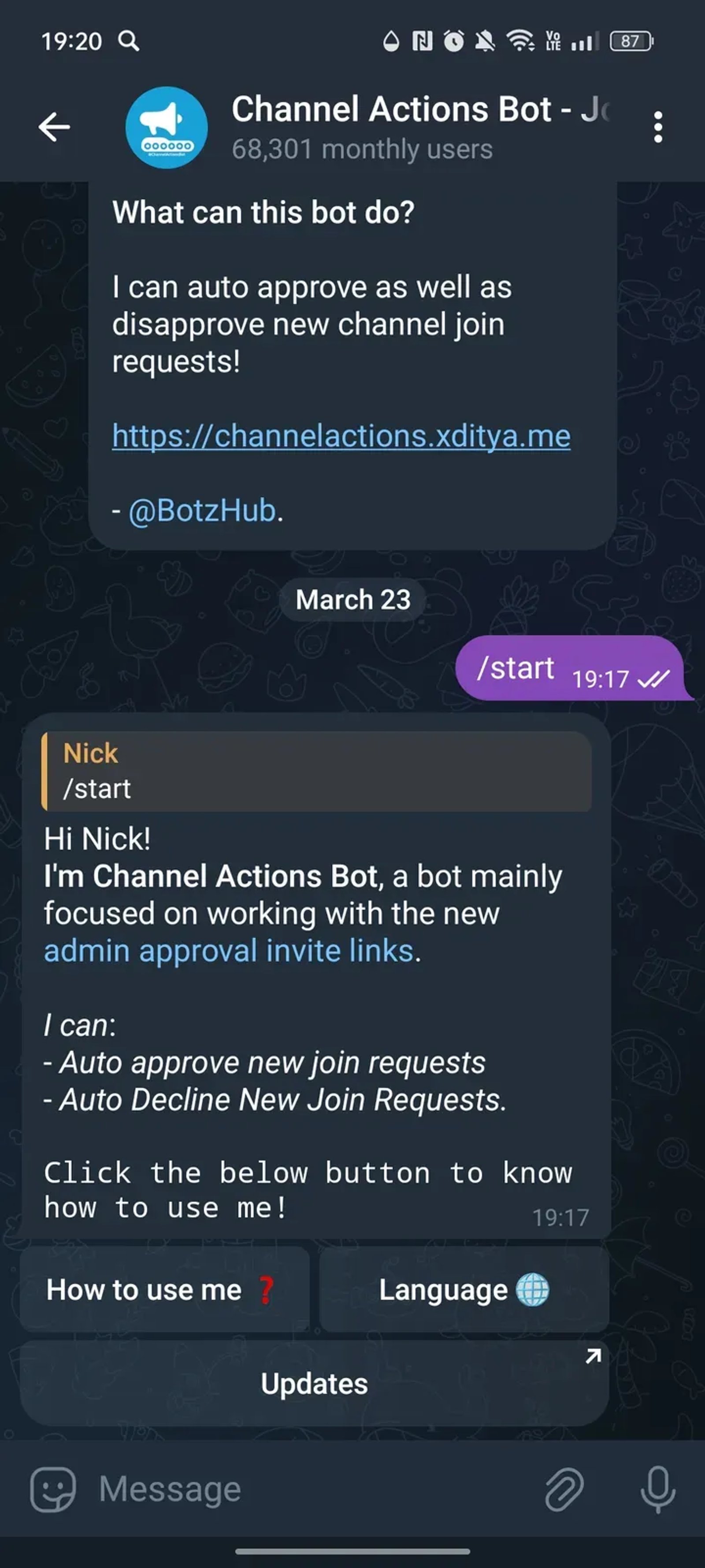 Channel Actions Bot - Join Approver (Auto Approve Join Requests) в Телеграм — скриншот 2