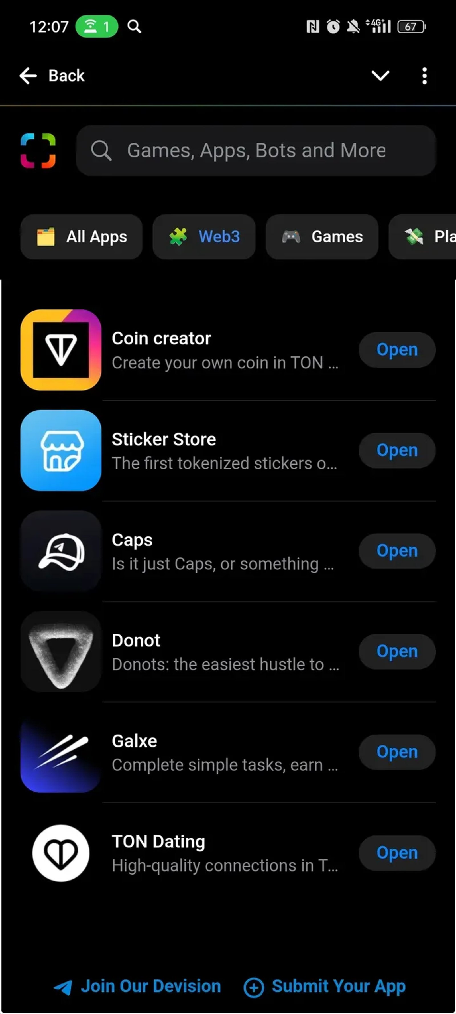 miniAppStore в Телеграм — скриншот 2