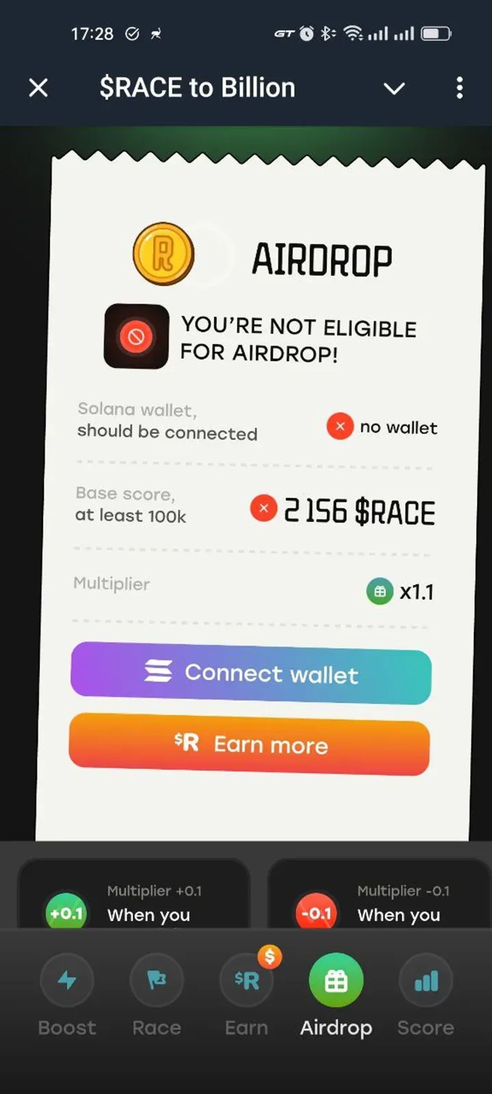 $RACE to Billion в Телеграм — скриншот 2