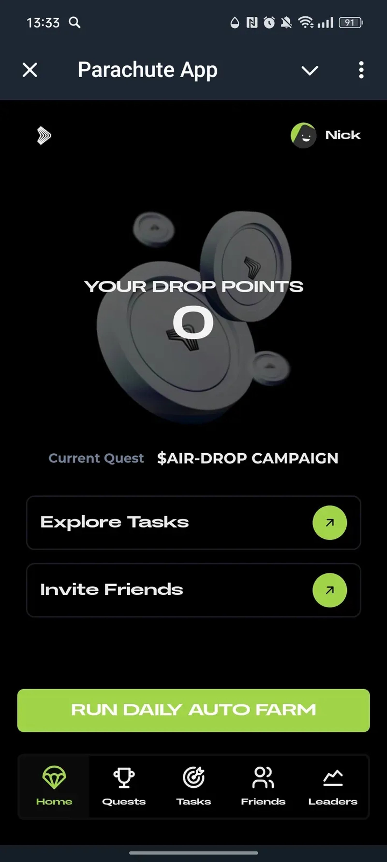 Parachute App в Телеграм — скриншот 2