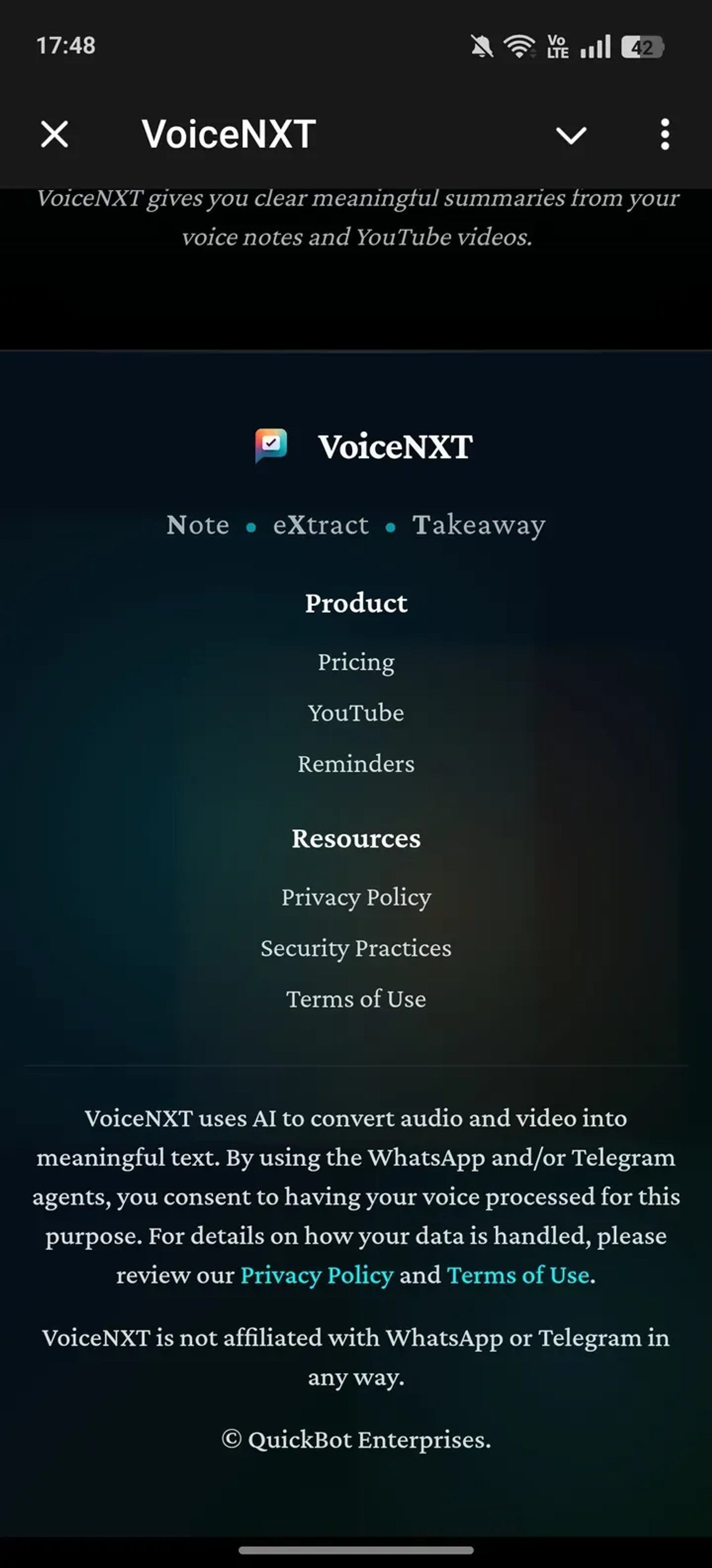 VoiceNXT в Телеграм — скриншот 4