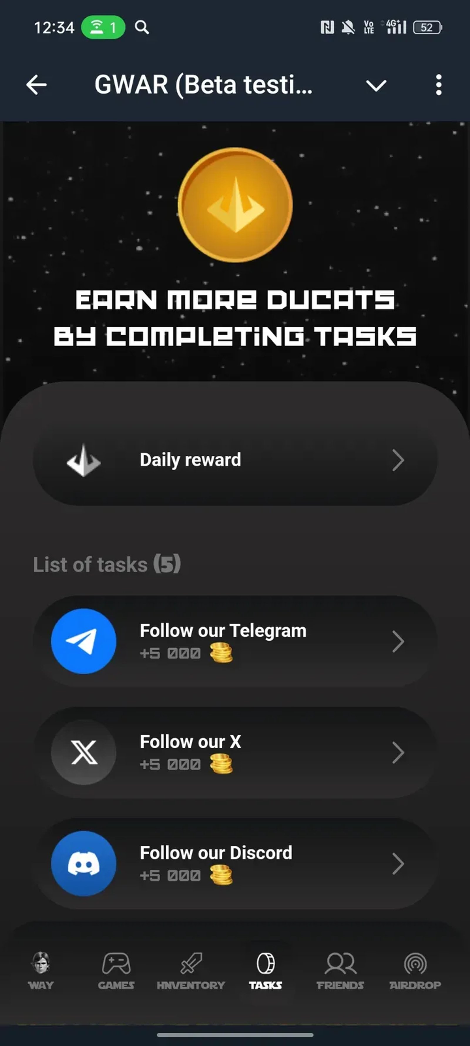 GWAR (Beta testing) в Телеграм — скриншот 4