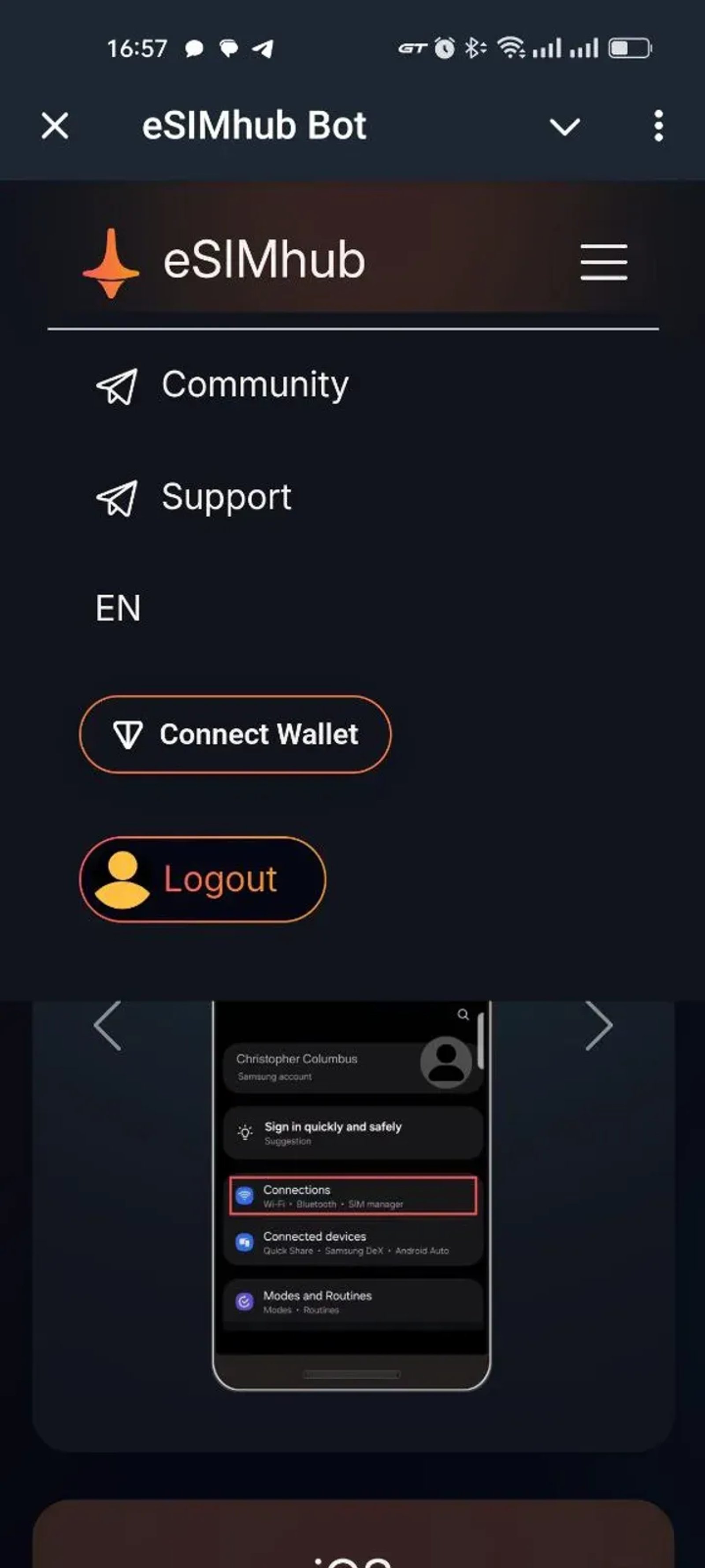 eSIMhub Bot в Телеграм — скриншот 2