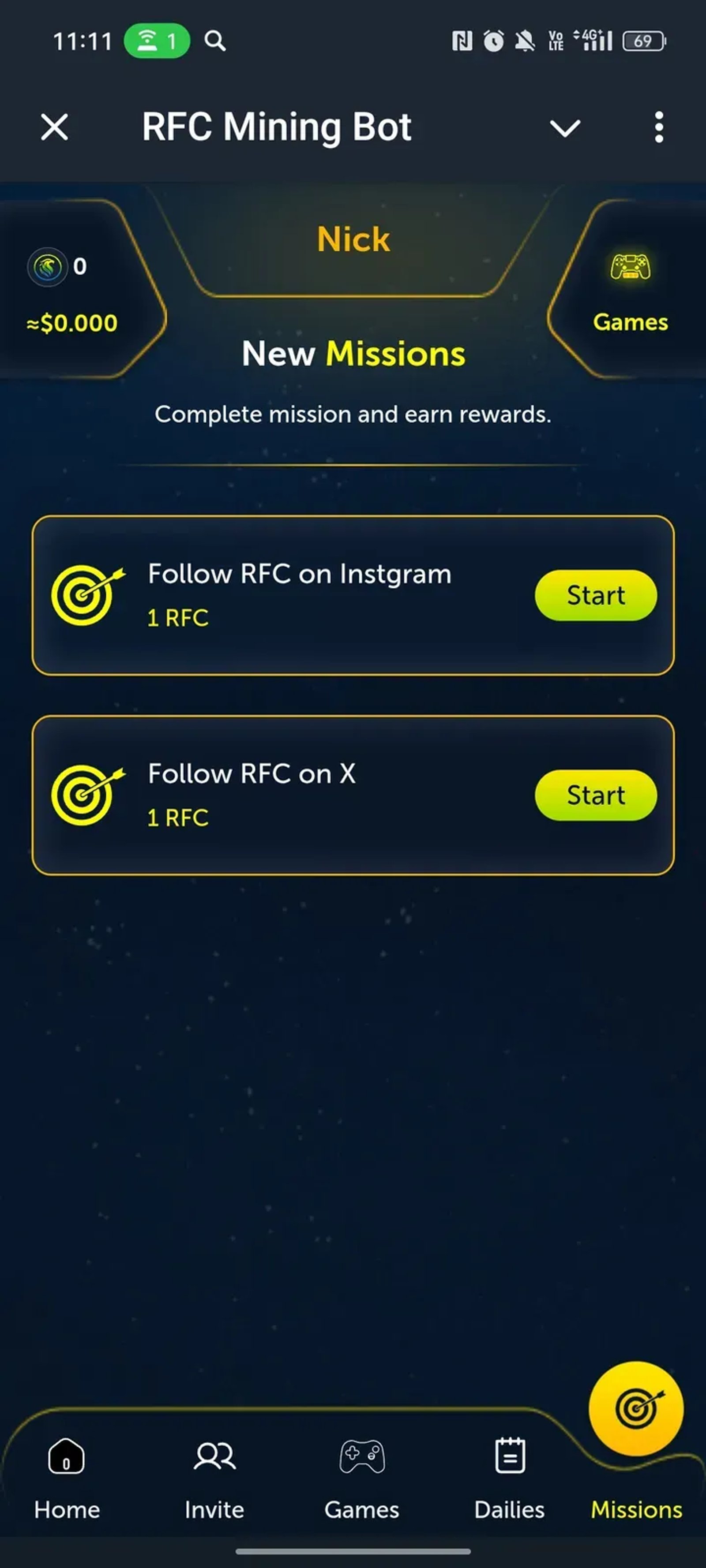 RFC Mining Bot в Телеграм — скриншот 4