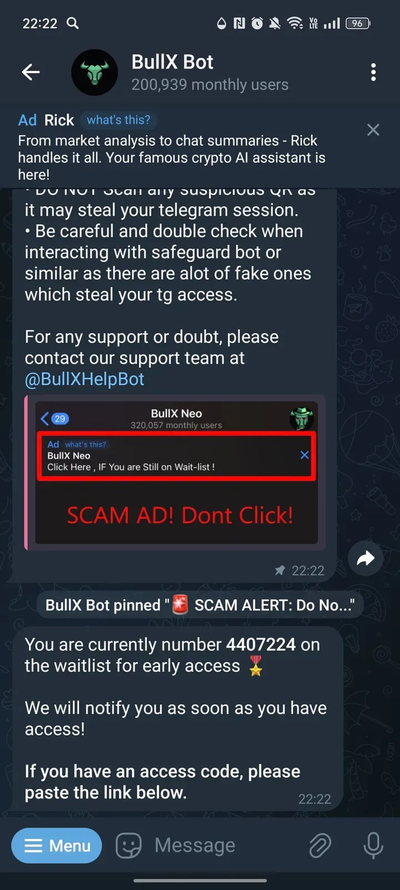 BullX Bot в Телеграм — скриншот 2